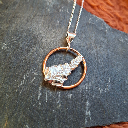 Fern Leaf Pendant - Silver and Copper Necklace