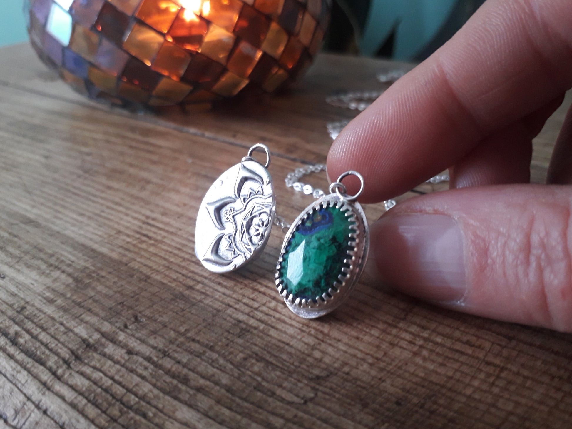 Silver malachite sale pendant