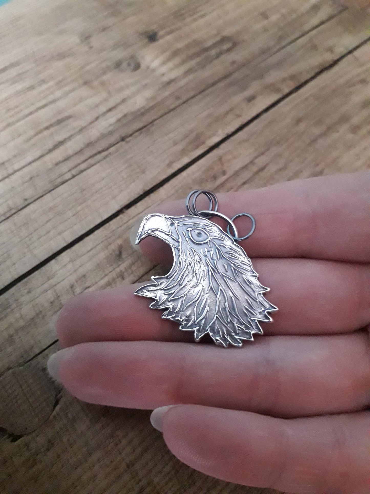 Eagle Head - Fine Silver Necklace - Oxidized Silver - Irmy Creations