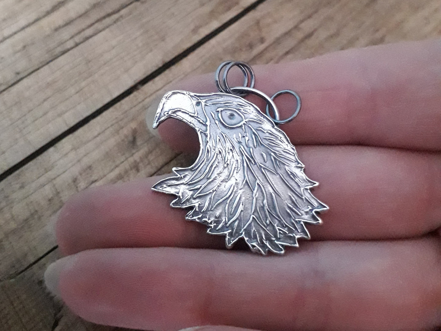 Eagle Head - Fine Silver Necklace - Oxidized Silver - Irmy Creations