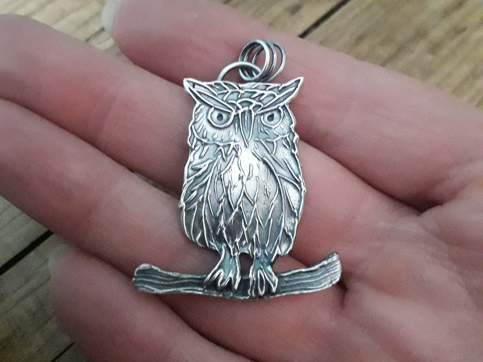 Owl - Fine Silver Necklace - Oxidized Silver - Irmy Creations