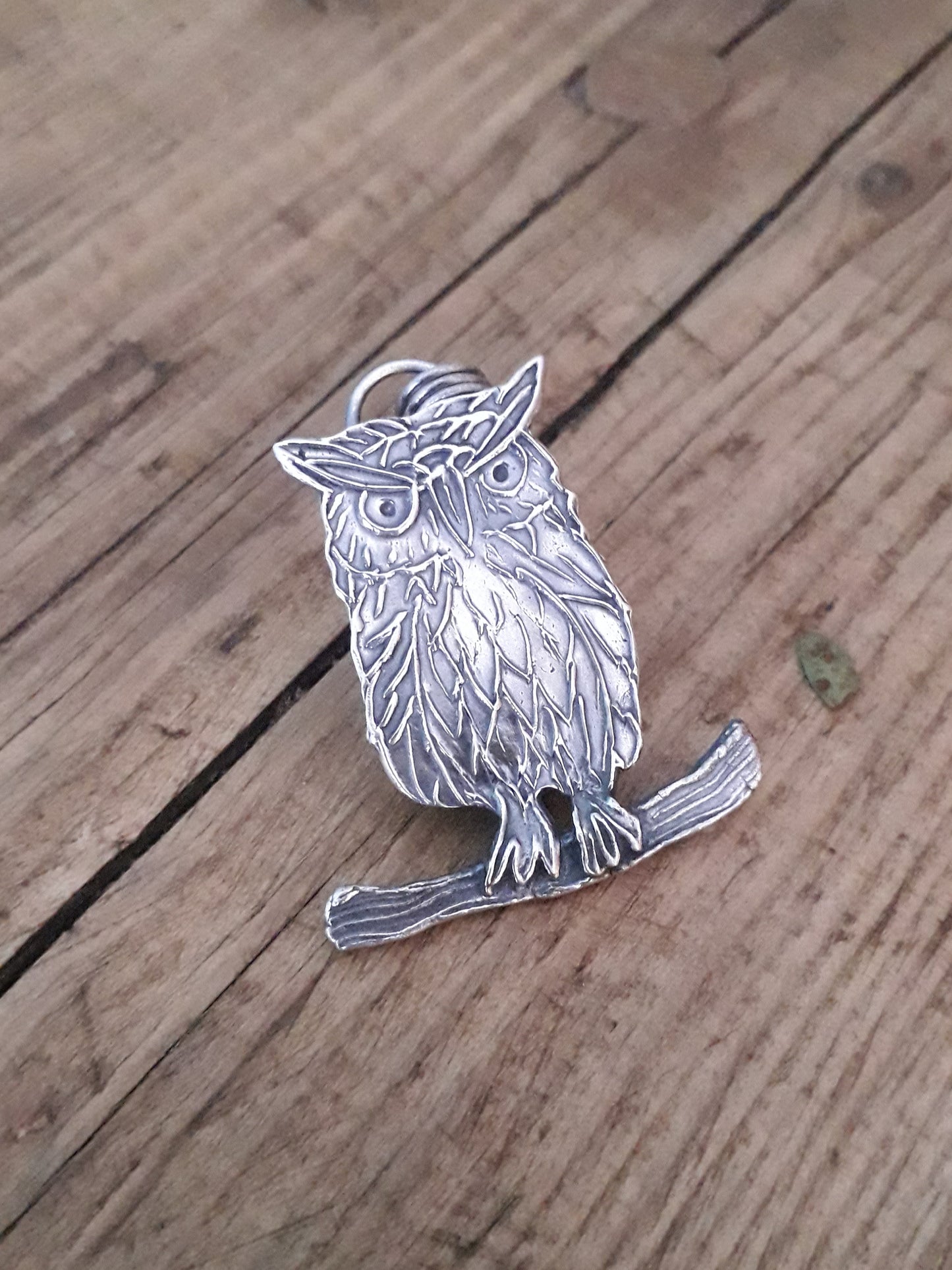 Owl - Fine Silver Necklace - Oxidized Silver - Irmy Creations