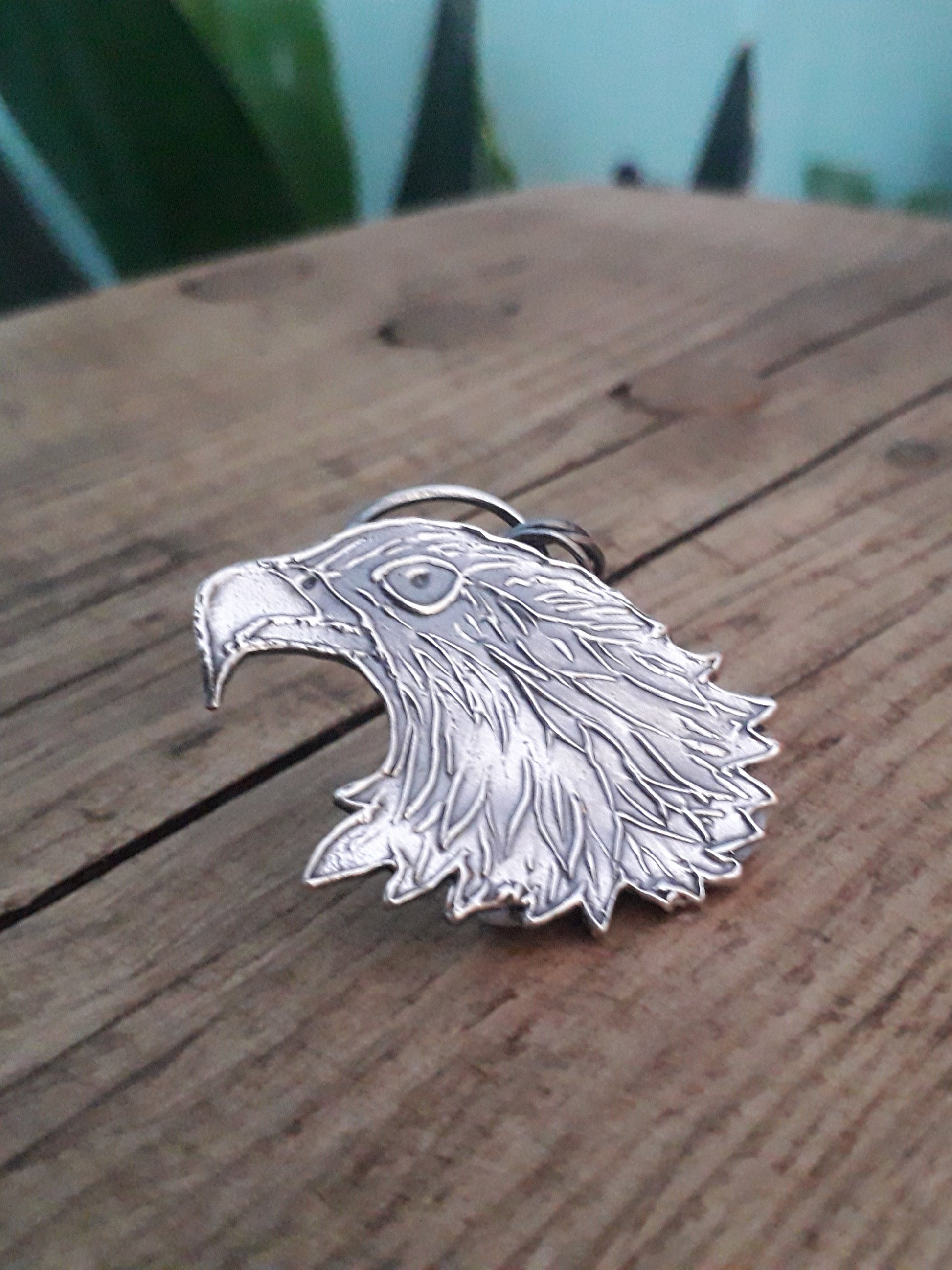 Eagle Head - Fine Silver Necklace - Oxidized Silver - Irmy Creations