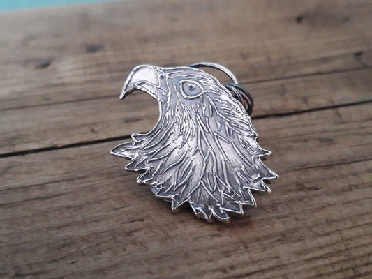 Eagle Head - Fine Silver Necklace - Oxidized Silver - Irmy Creations