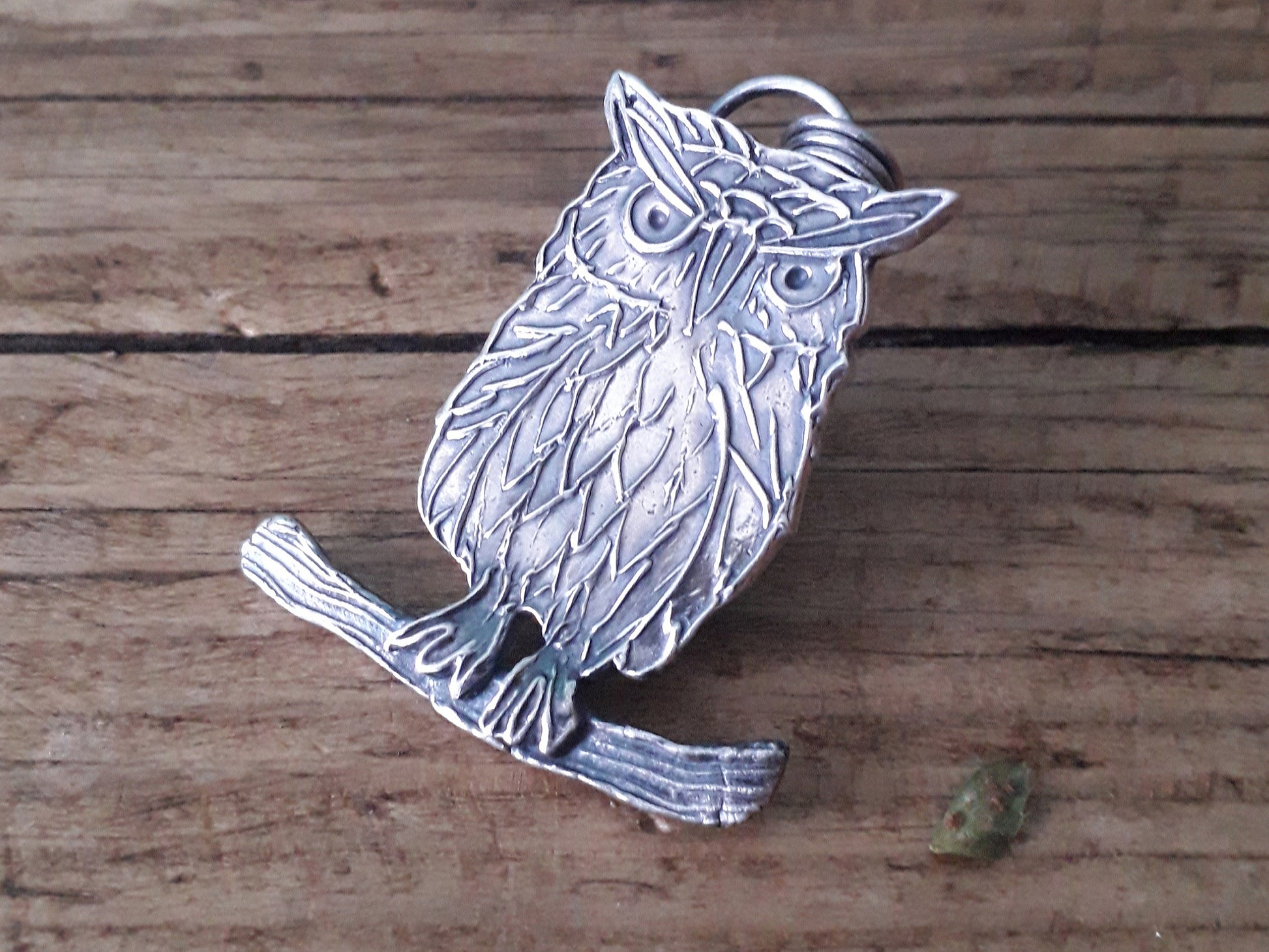 Owl - Fine Silver Necklace - Oxidized Silver - Irmy Creations