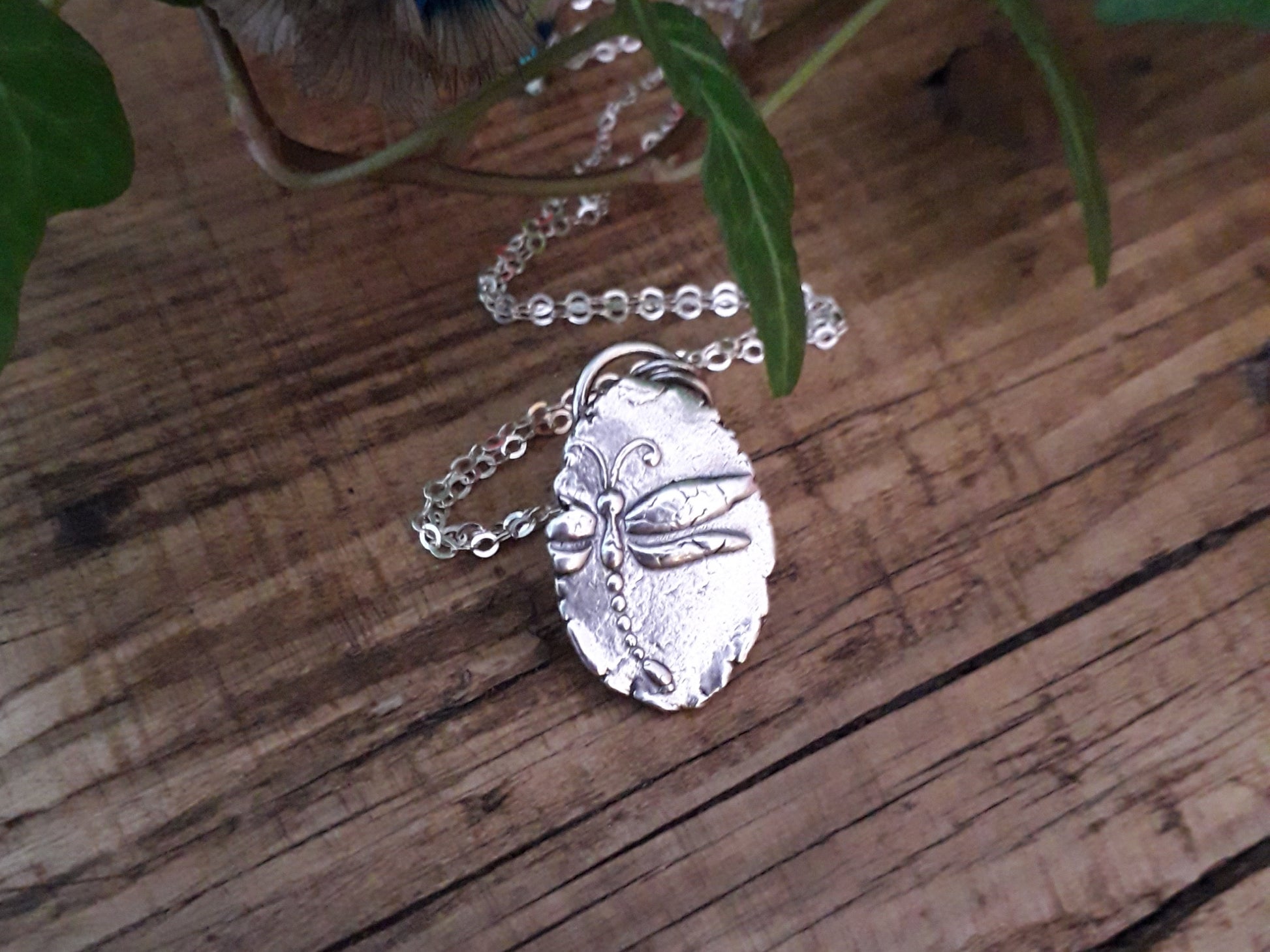 Dragonfly Raw Edge Silver Pendant - Irmy Creations