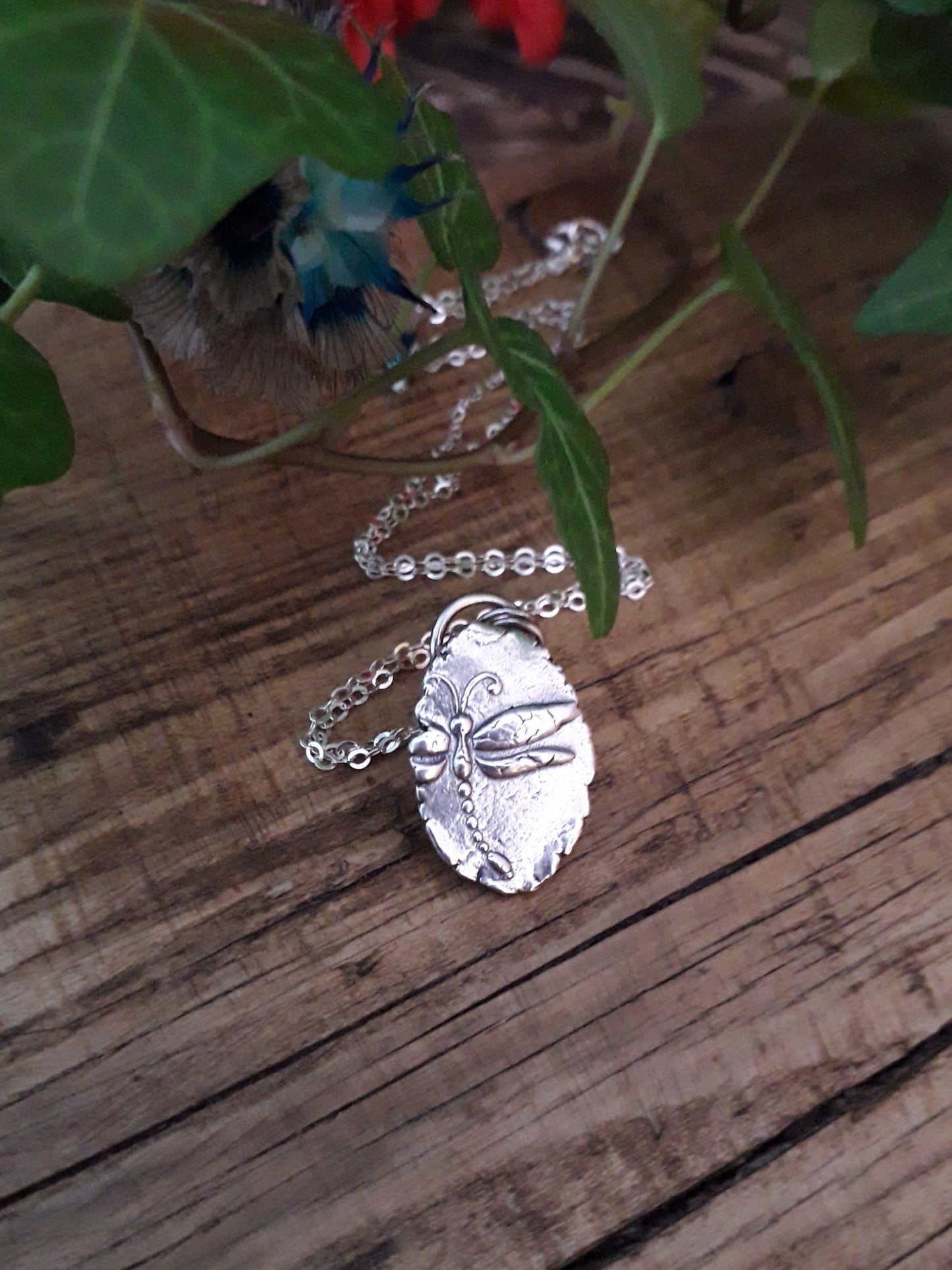 Dragonfly Raw Edge Silver Pendant - Irmy Creations