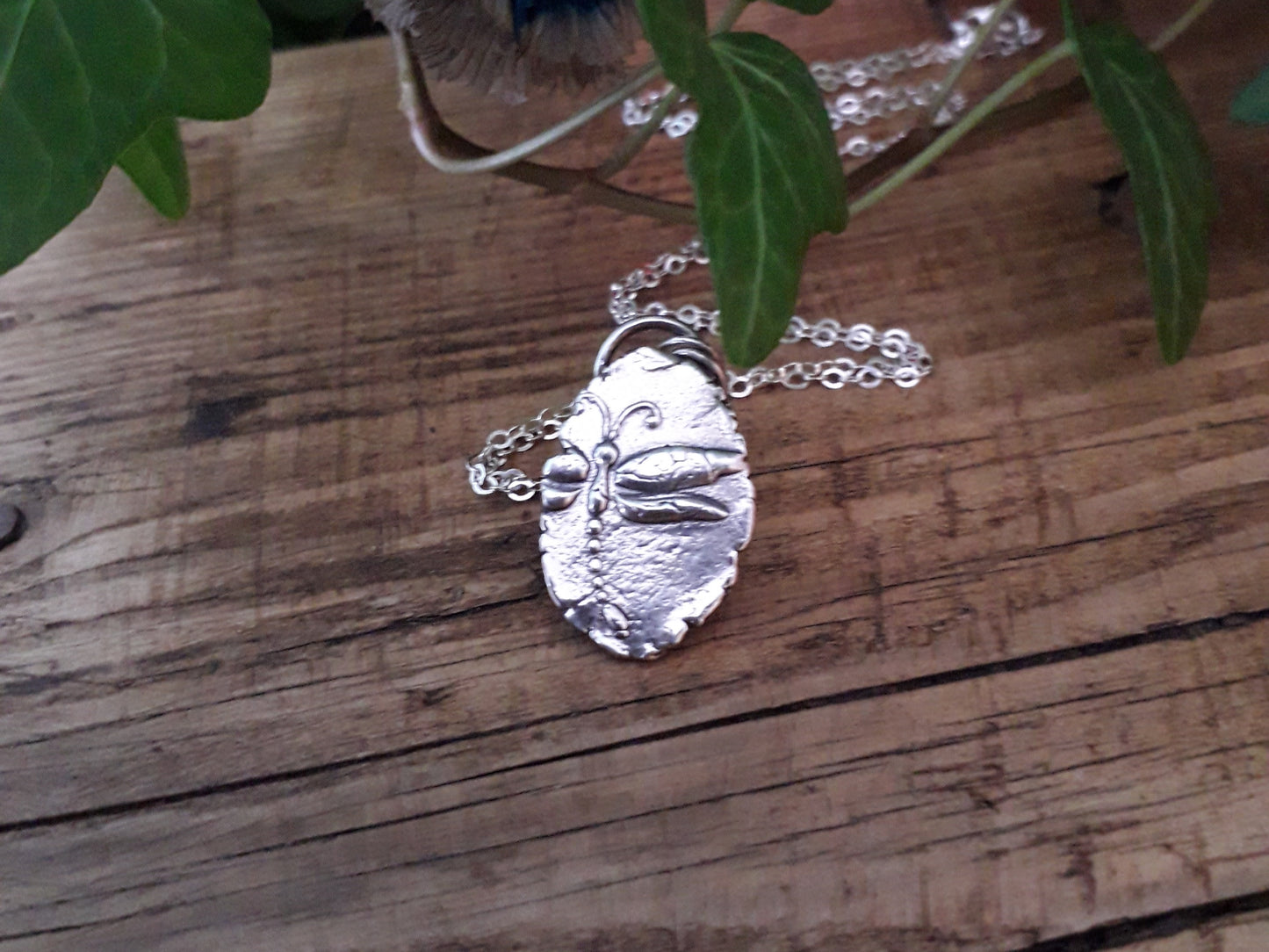 Dragonfly Raw Edge Silver Pendant - Irmy Creations