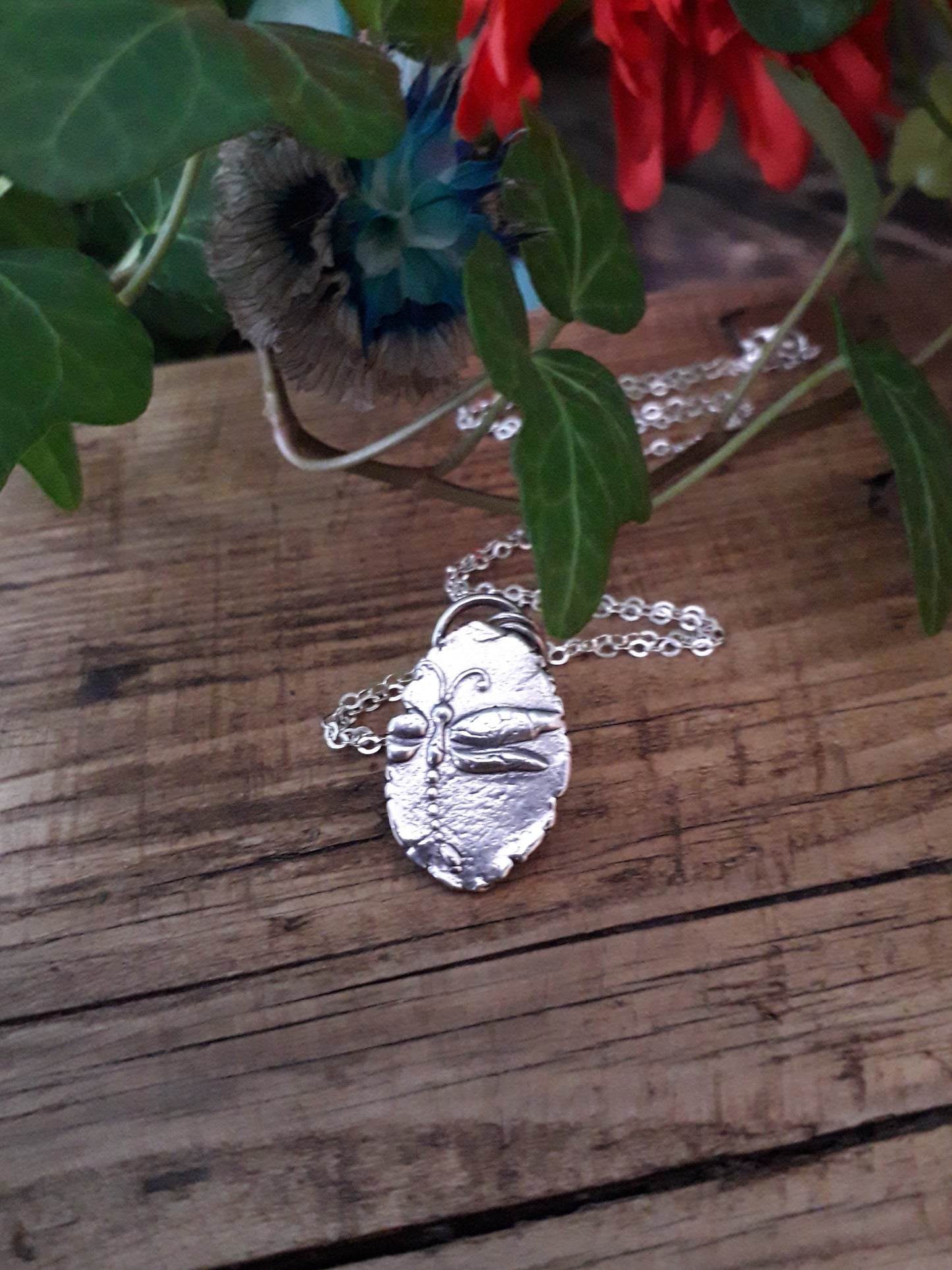 Dragonfly Raw Edge Silver Pendant - Irmy Creations