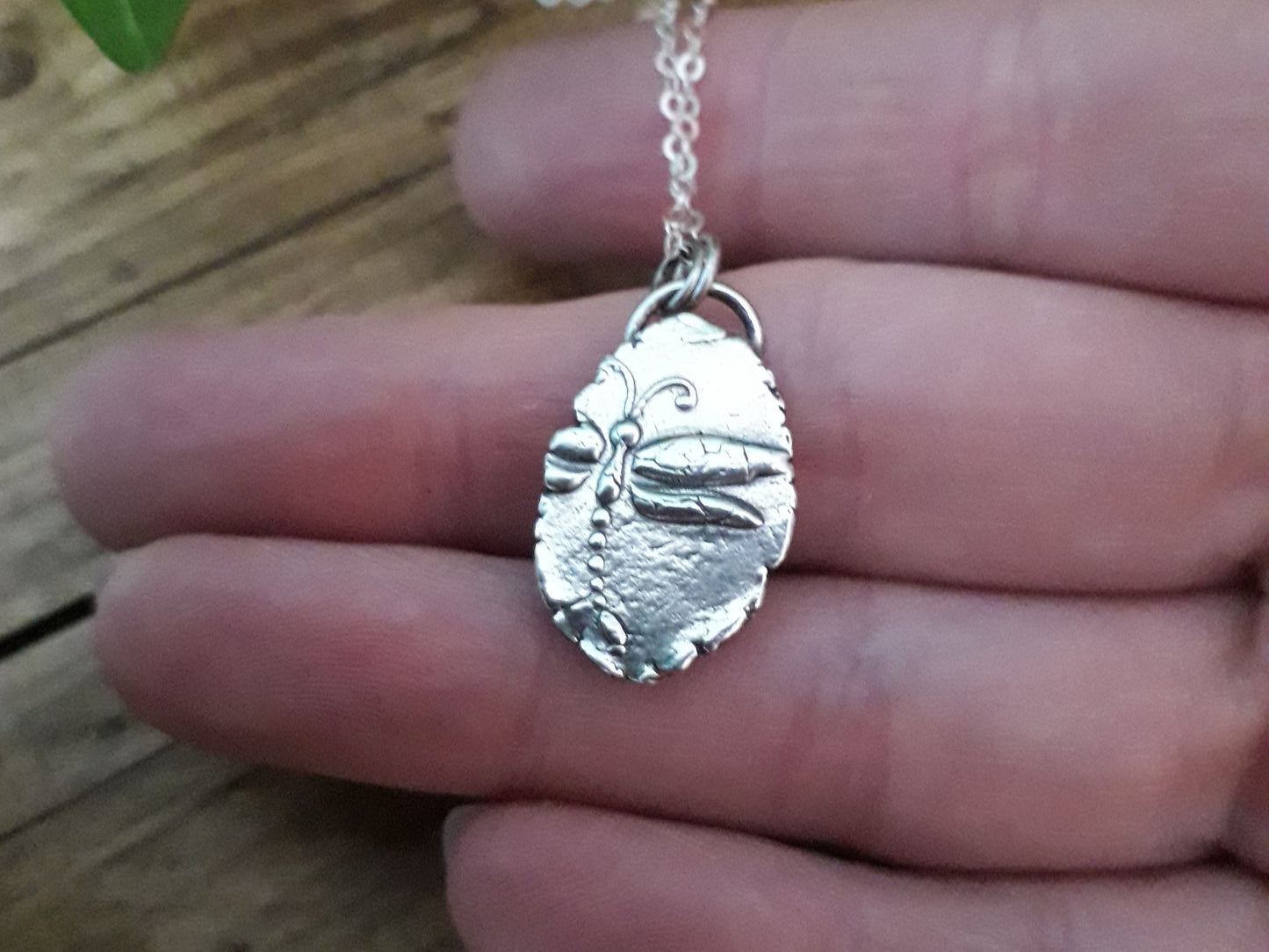 Dragonfly Raw Edge Silver Pendant - Irmy Creations