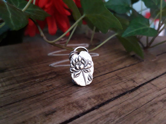 Water Lily Raw Edge Silver Pendant - Irmy Creations