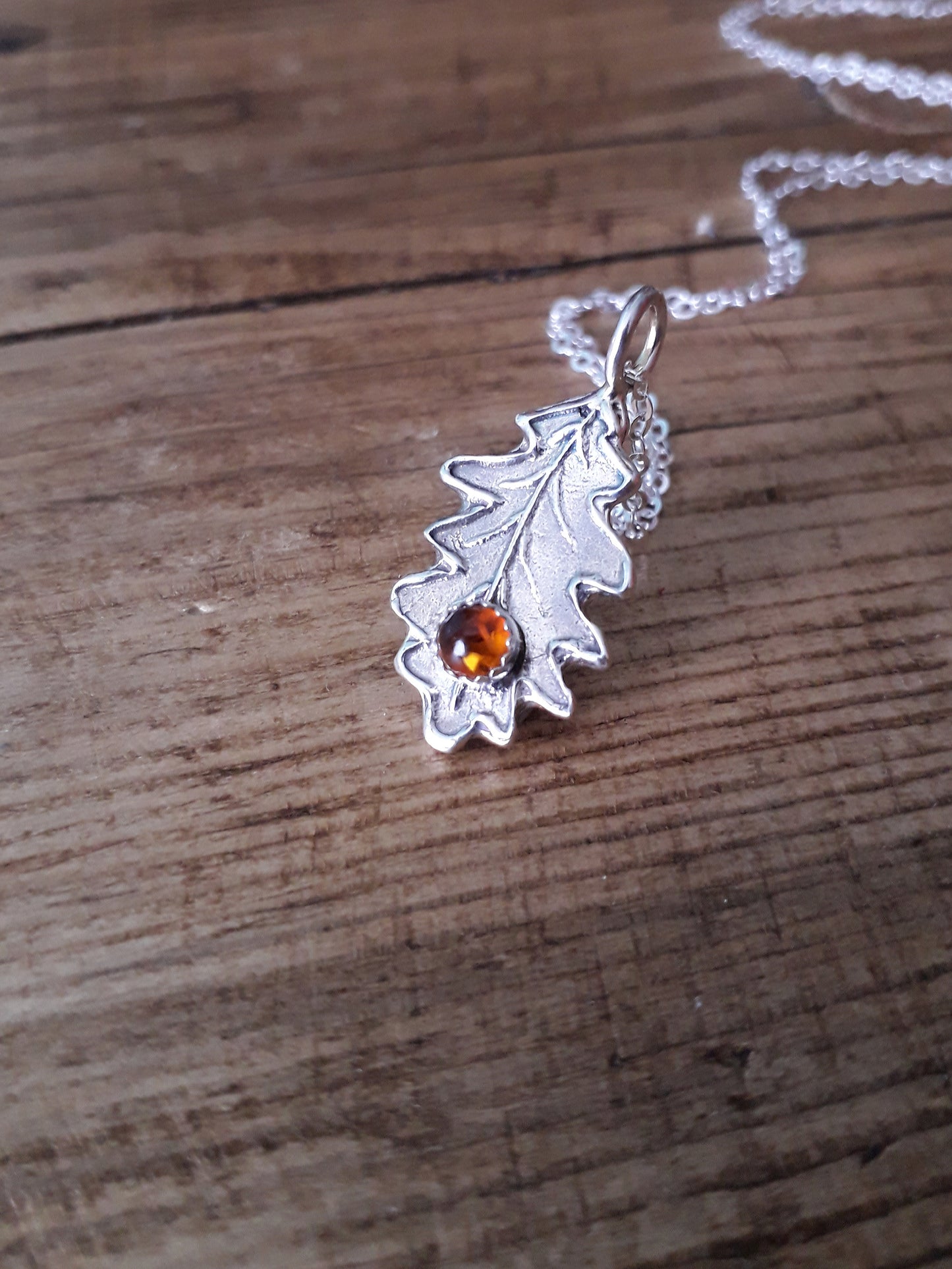 Oak Leaf Amber Necklace woodland - Irmy Creations