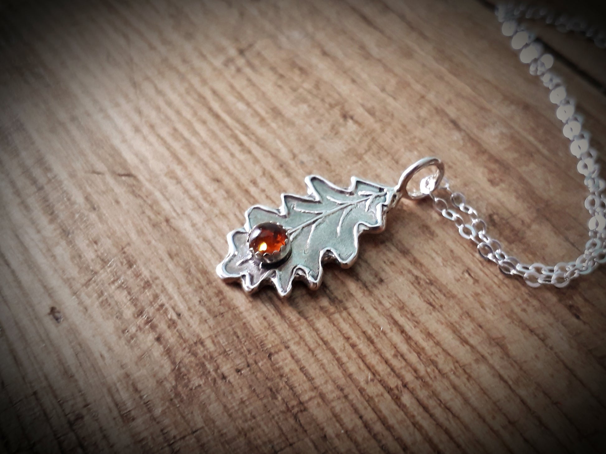 Oak Leaf Amber Necklace woodland - Irmy Creations