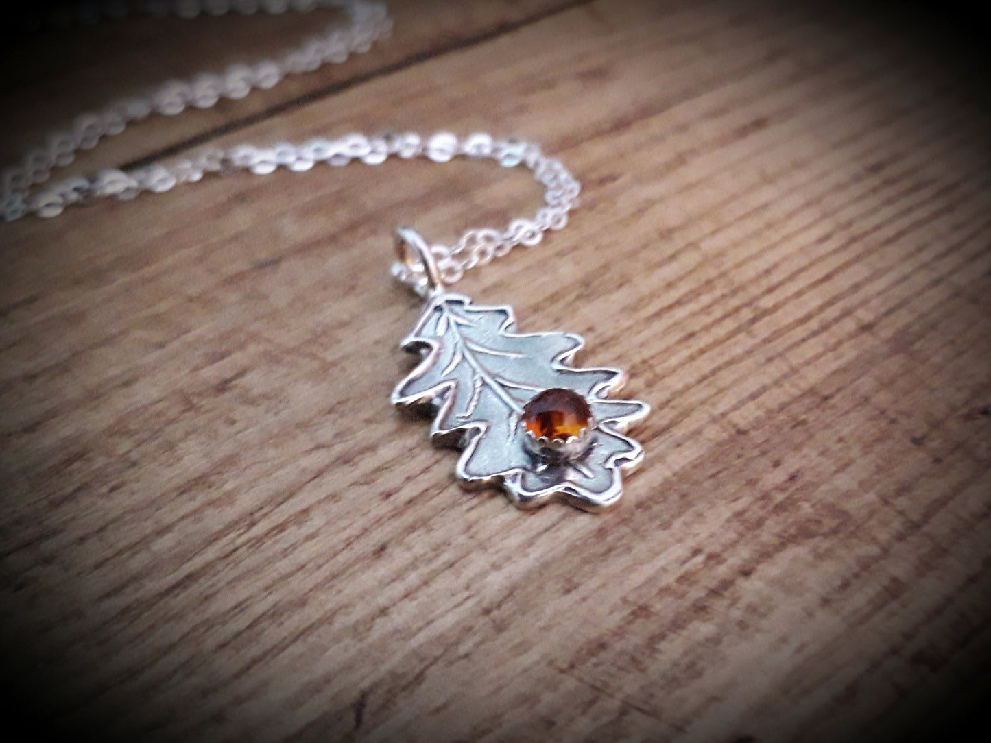 Oak Leaf Amber Necklace woodland - Irmy Creations