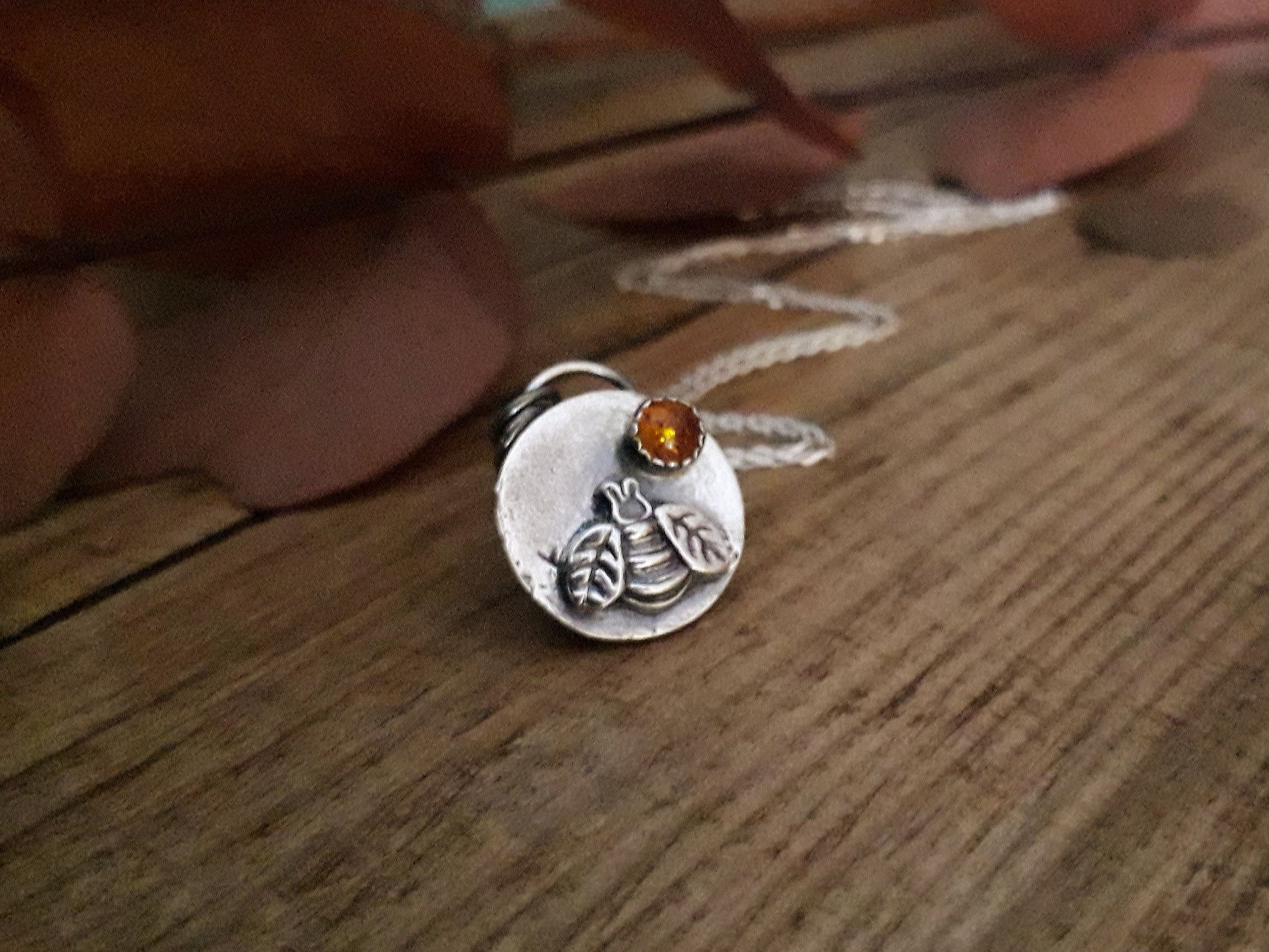 Bee Happy Amber Silver Necklace - Irmy Creations