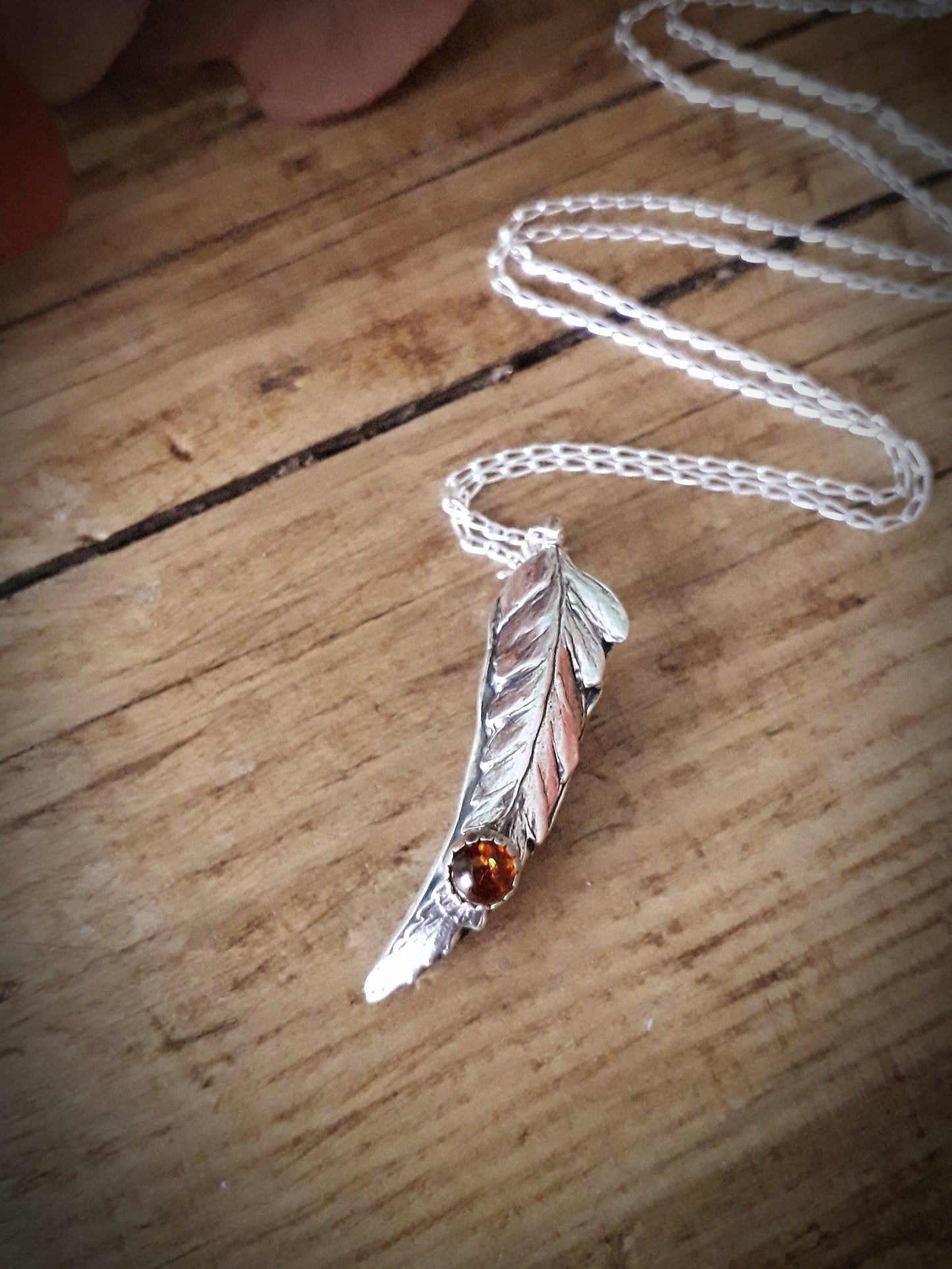 Real Fern Leaf Amber Necklace woodland - Irmy Creations