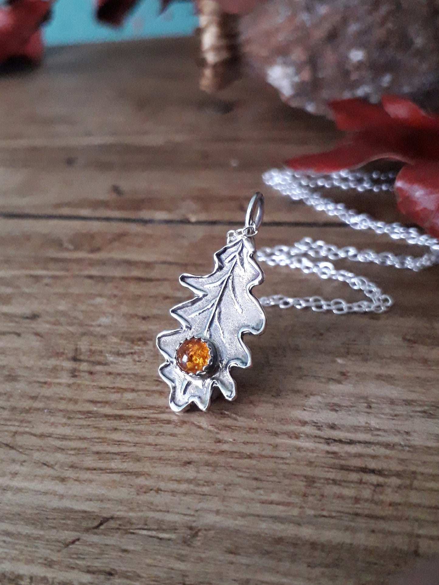 Oak Leaf Amber Necklace woodland 2 - Irmy Creations