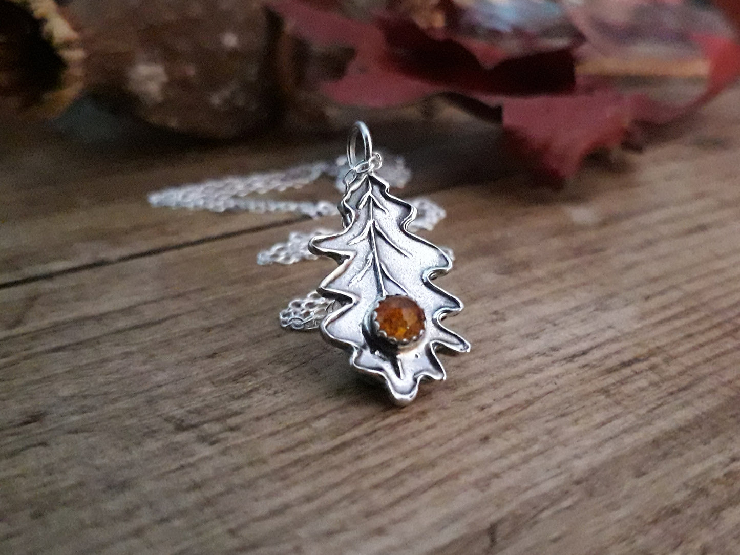 Oak Leaf Amber Necklace woodland 2 - Irmy Creations