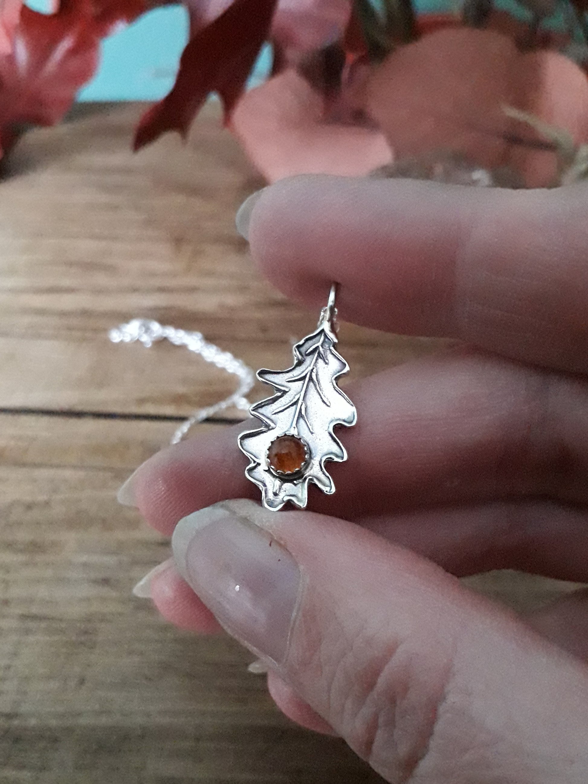 Oak Leaf Amber Necklace woodland 2 - Irmy Creations