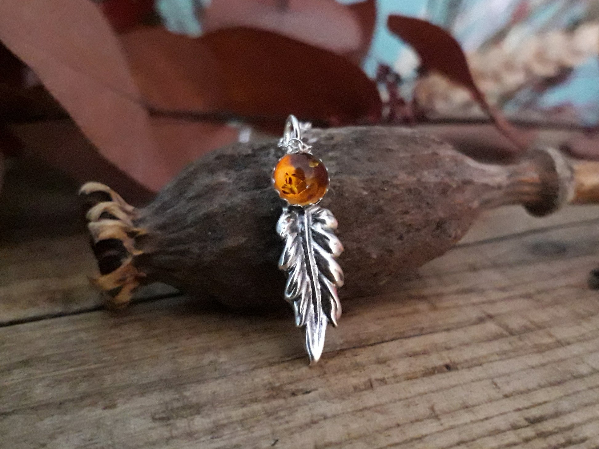 Autumn Leaf Amber Necklace woodland - Irmy Creations