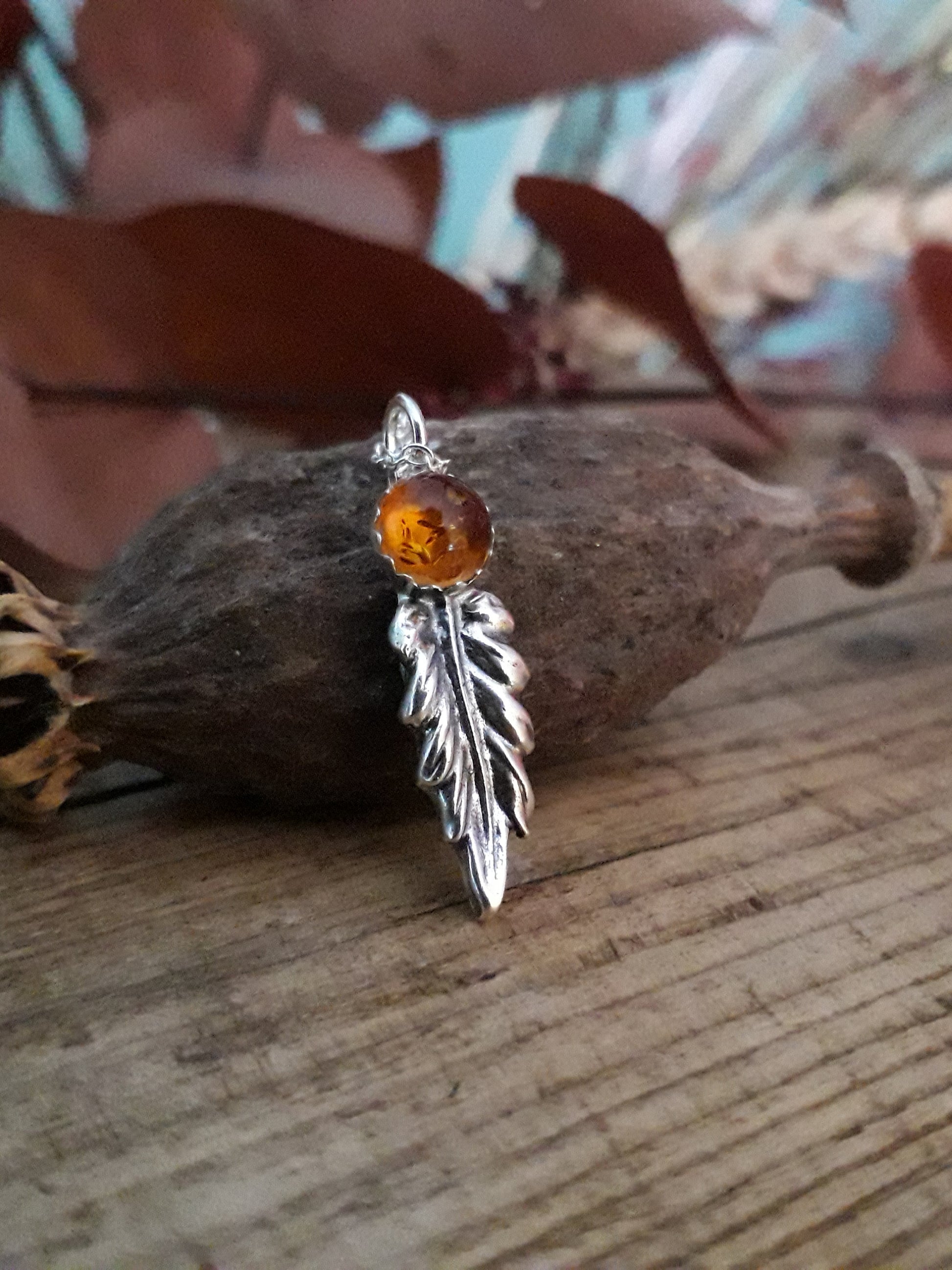 Autumn Leaf Amber Necklace woodland - Irmy Creations