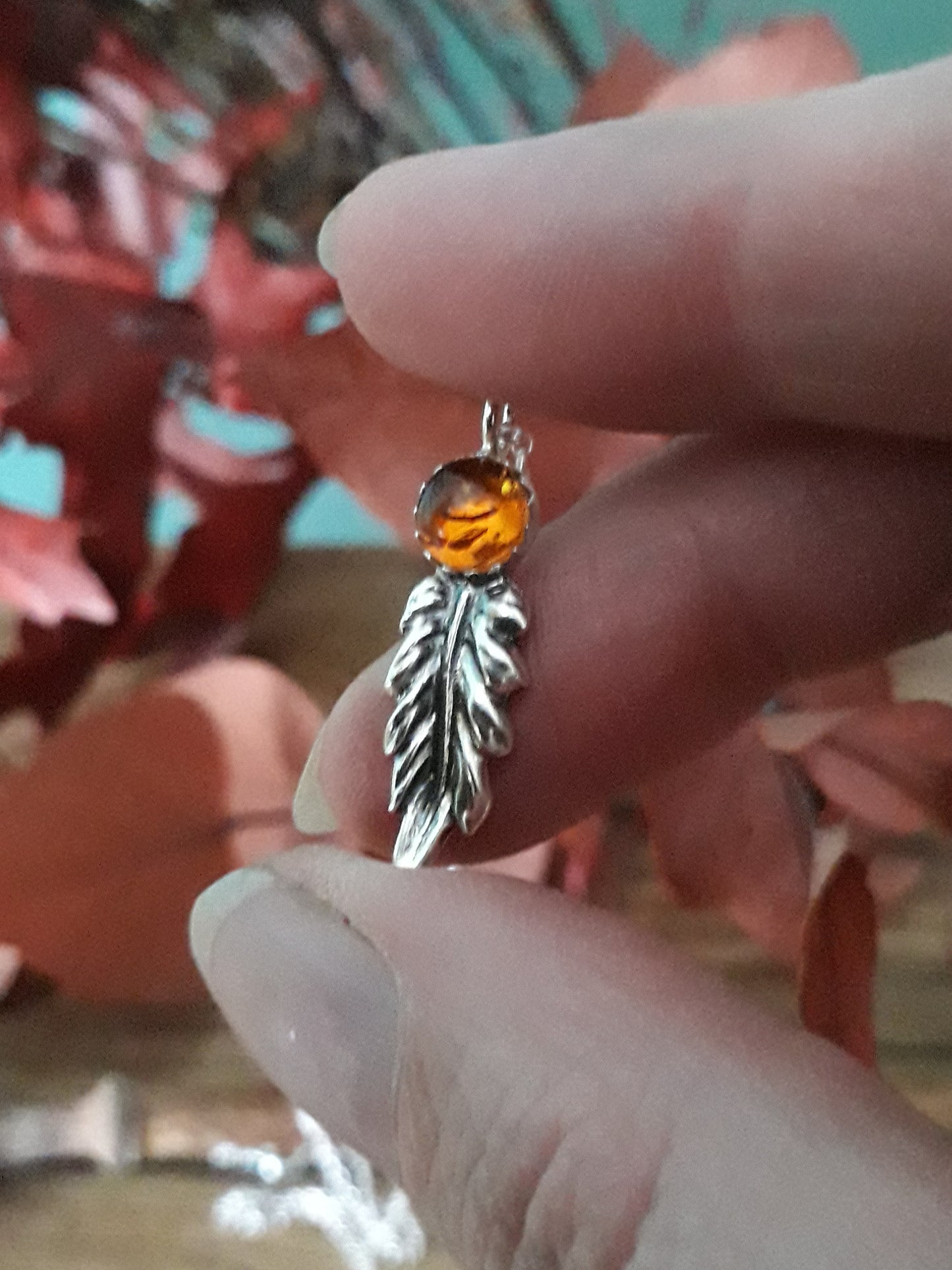 Autumn Leaf Amber Necklace woodland - Irmy Creations