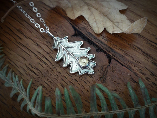 Oak Leaf Citrine Necklace woodland - Irmy Creations