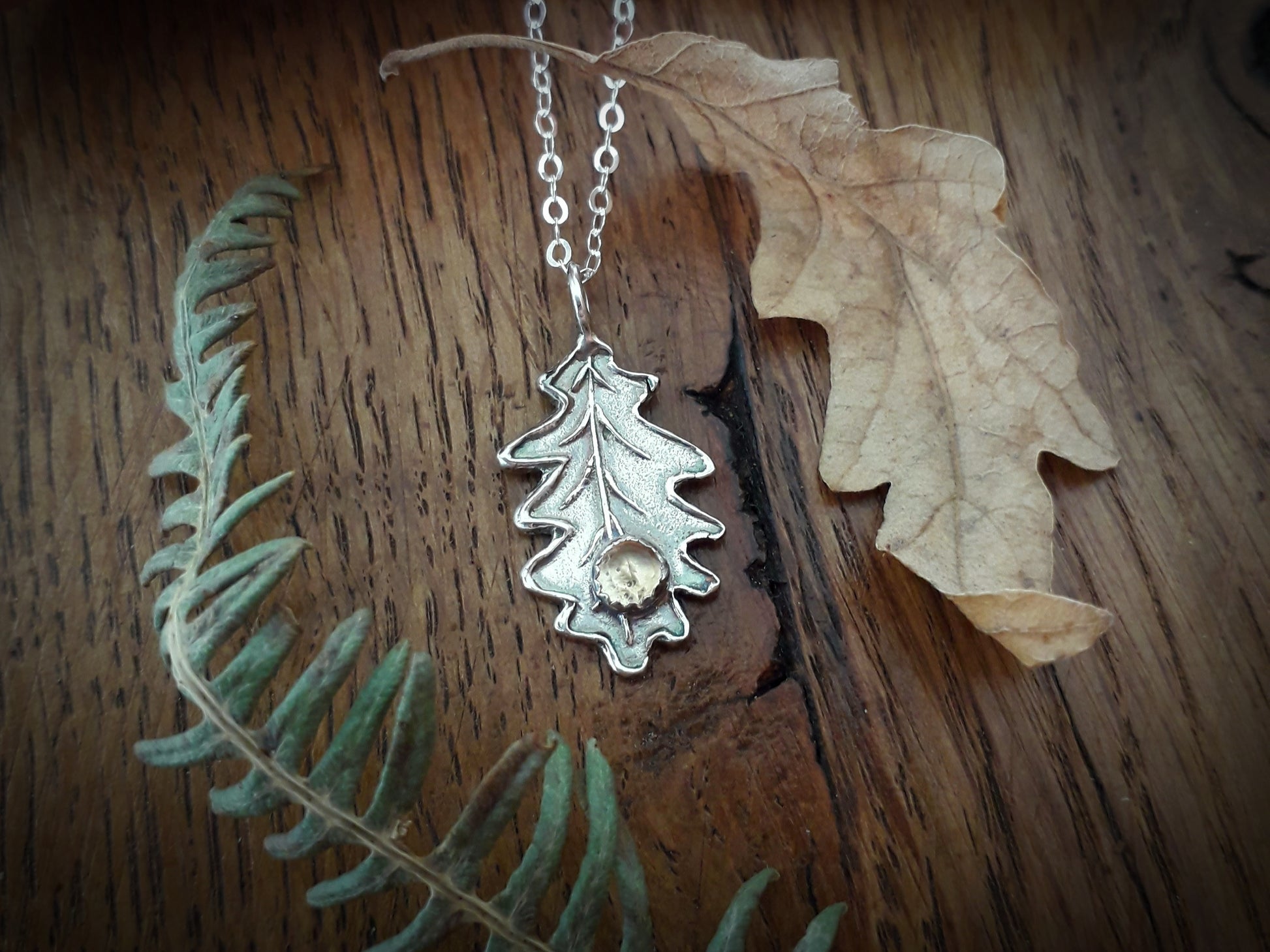 Oak Leaf Citrine Necklace woodland - Irmy Creations