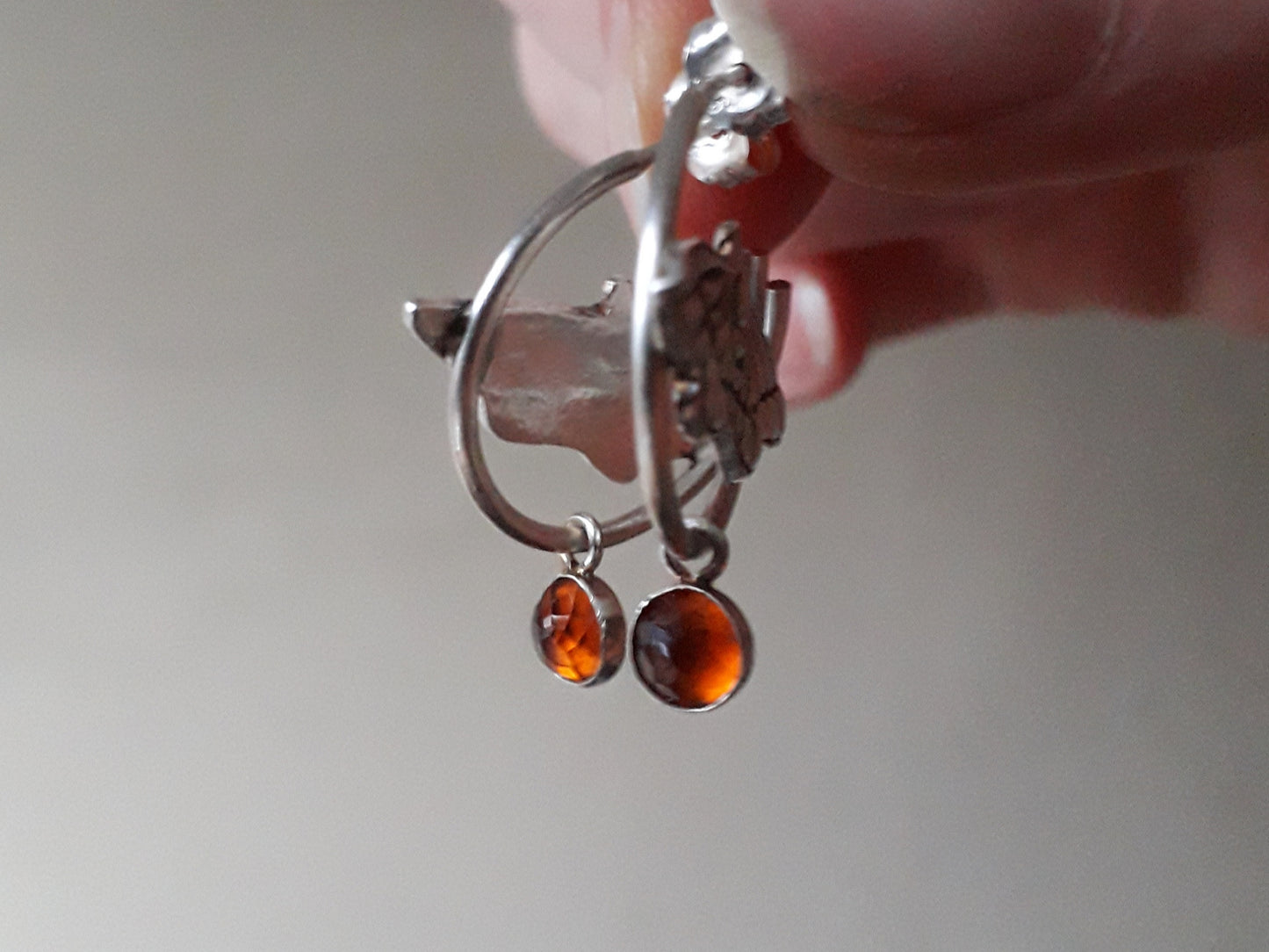 Moth Hoops Hessonite Garnet - Silver Earrings - Irmy Creations