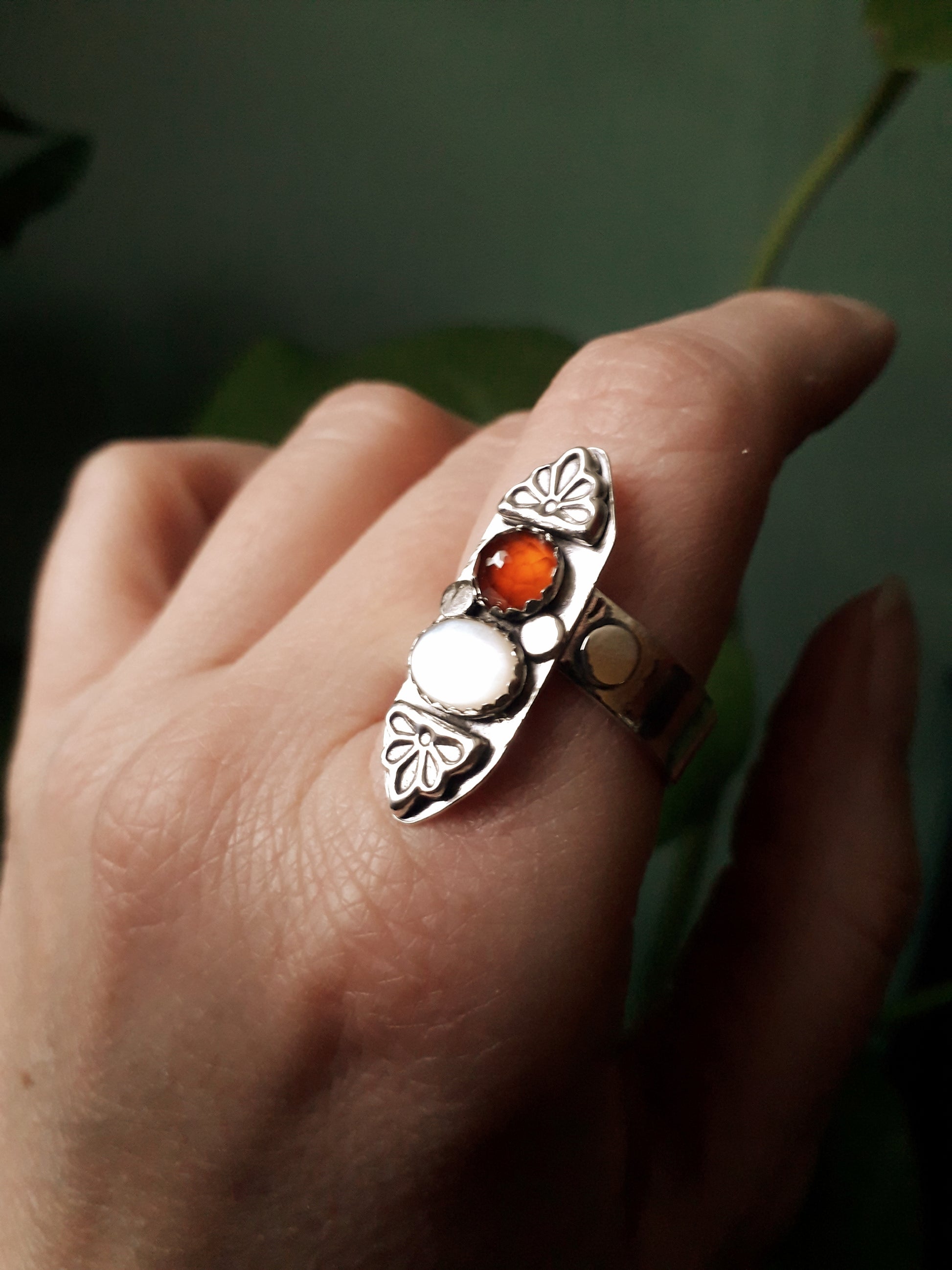 Chunky Boho Vintage Gemstone Ring Size S¾-T - Irmy Creations