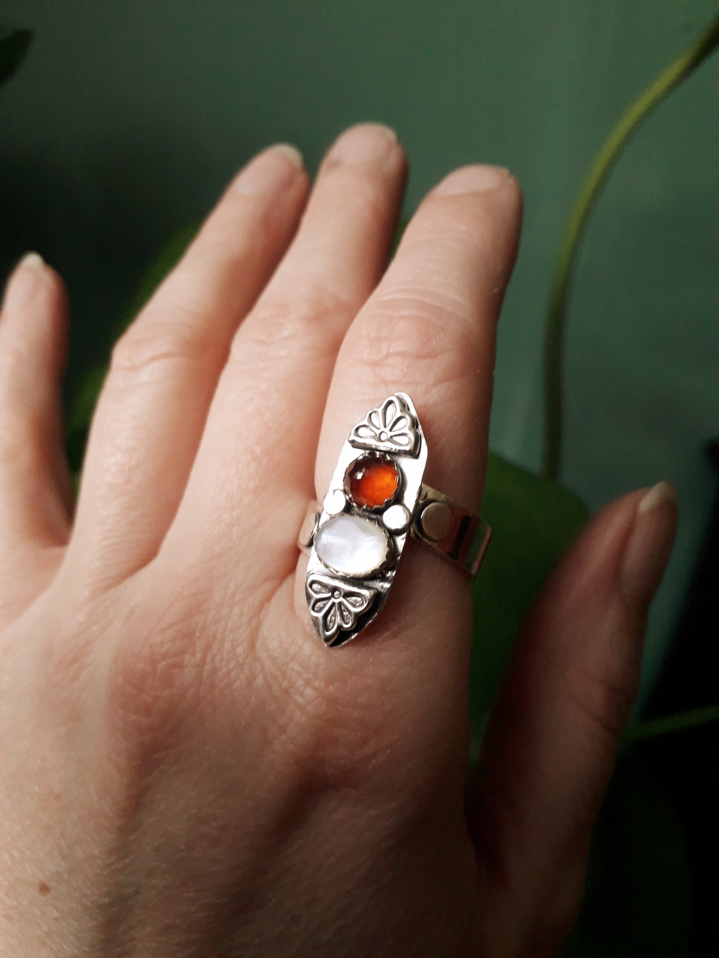 Chunky Boho Vintage Gemstone Ring Size S¾-T - Irmy Creations