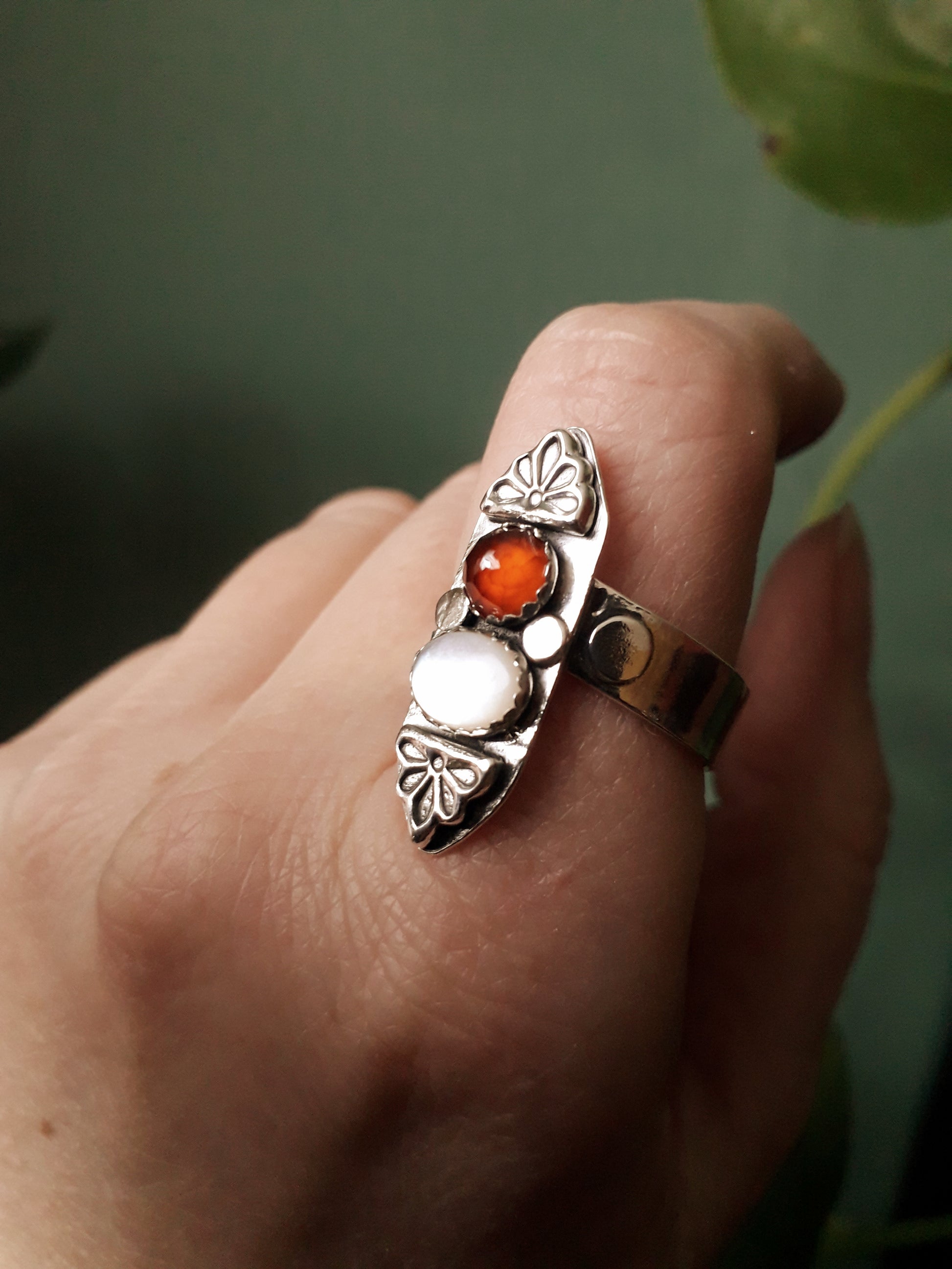 Chunky Boho Vintage Gemstone Ring Size S¾-T - Irmy Creations