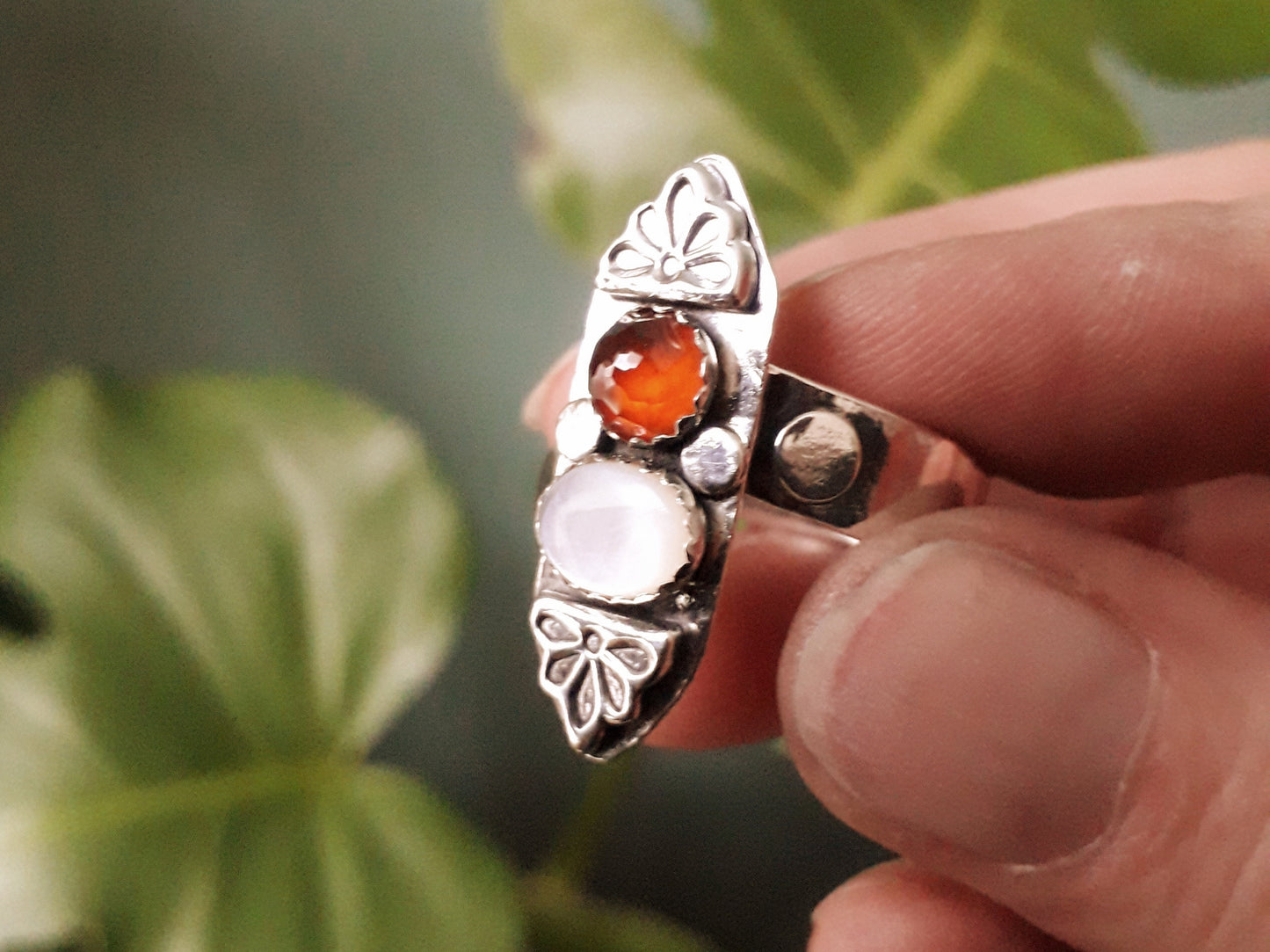 Chunky Boho Vintage Gemstone Ring Size S¾-T - Irmy Creations