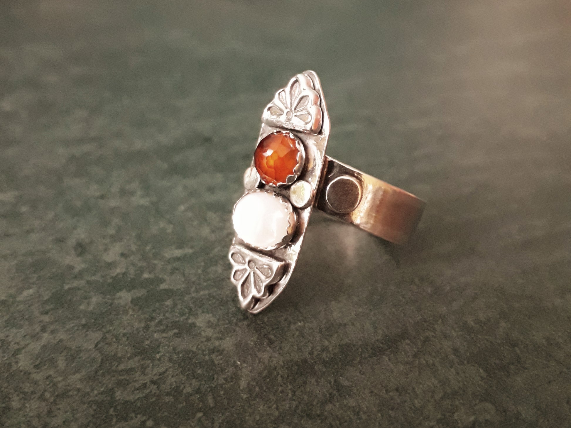 Chunky Boho Vintage Gemstone Ring Size S¾-T - Irmy Creations