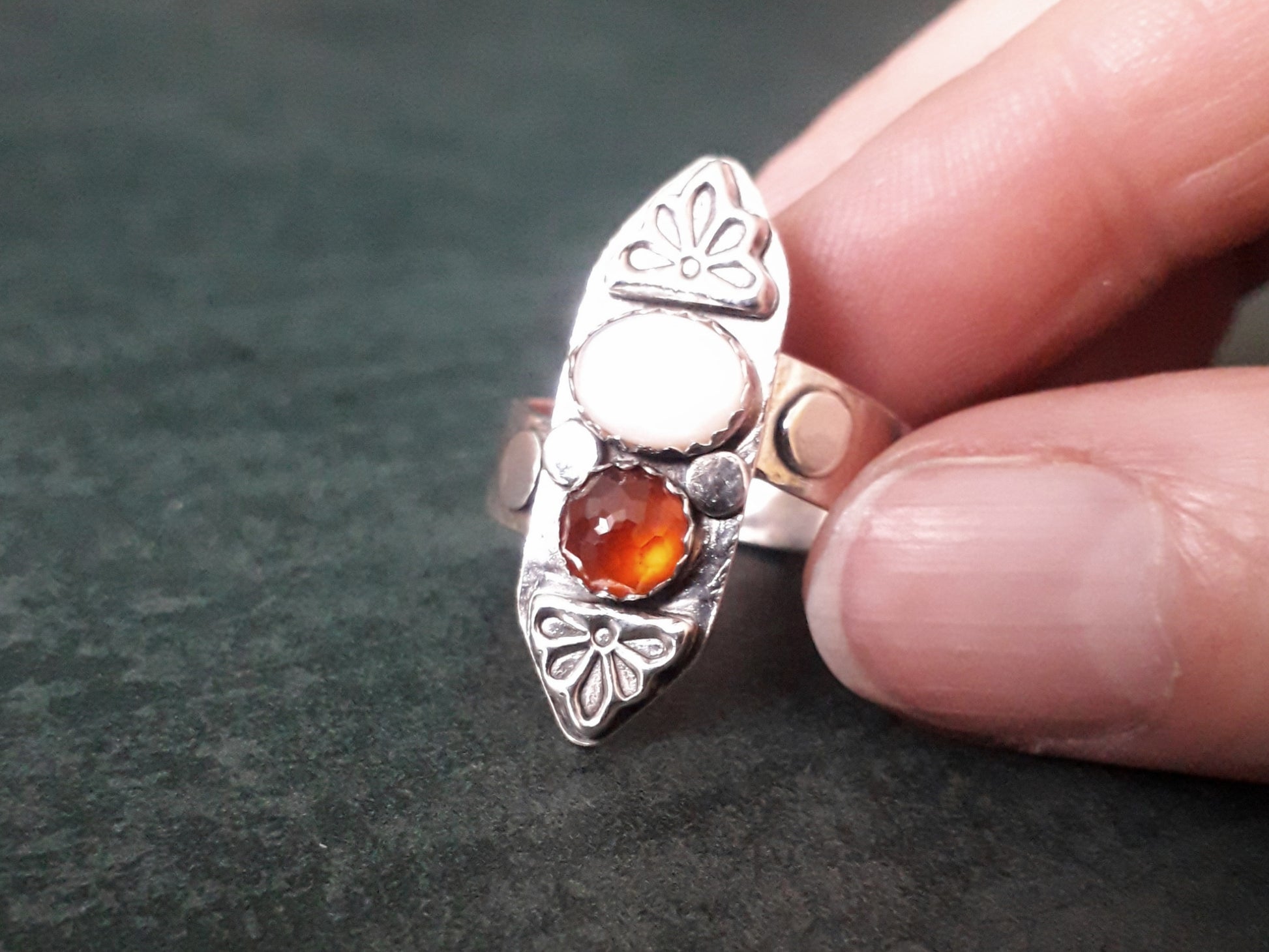 Chunky Boho Vintage Gemstone Ring Size S¾-T - Irmy Creations