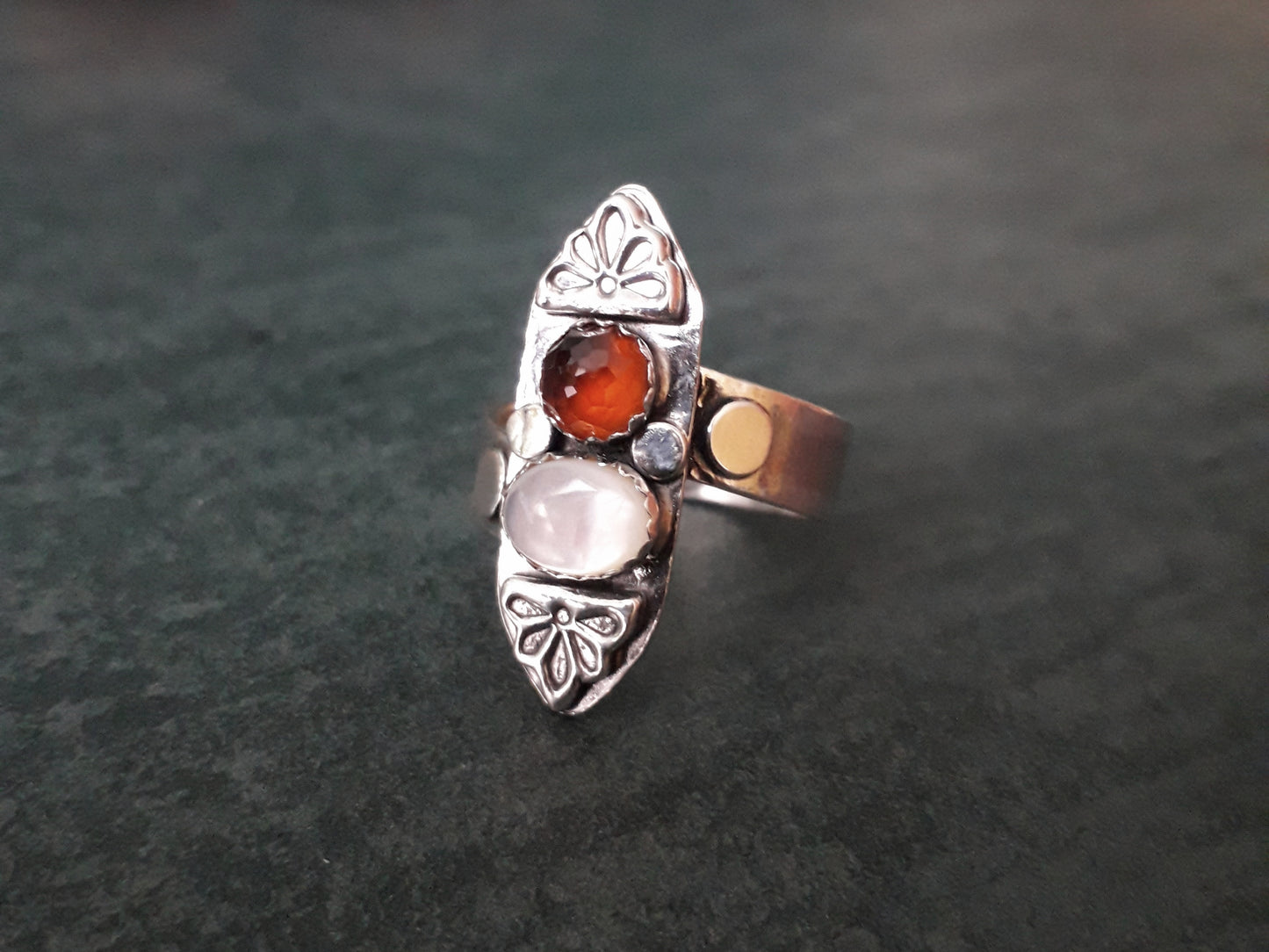 Chunky Boho Vintage Gemstone Ring Size S¾-T - Irmy Creations