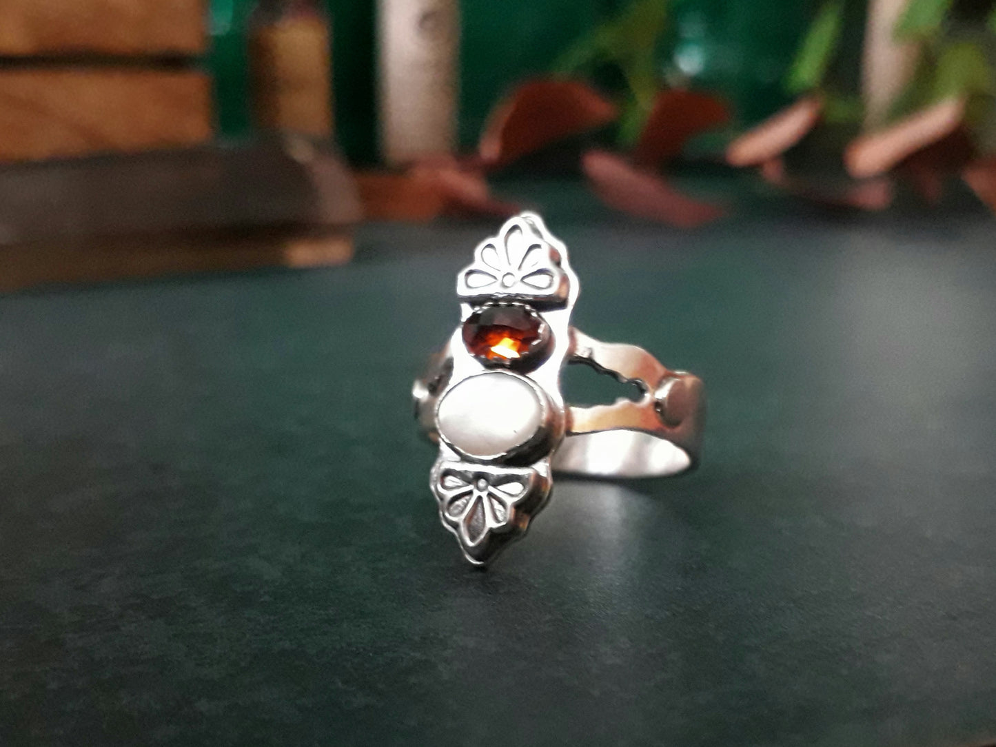 Chunky Boho Vintage Gemstone Ring Size U - Irmy Creations