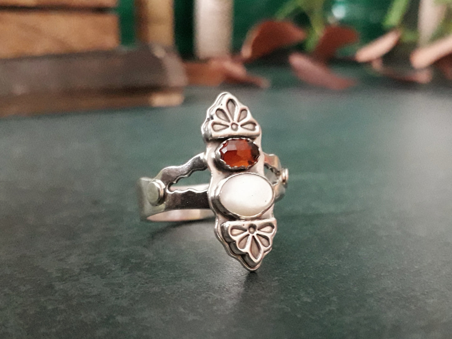 Chunky Boho Vintage Gemstone Ring Size U - Irmy Creations