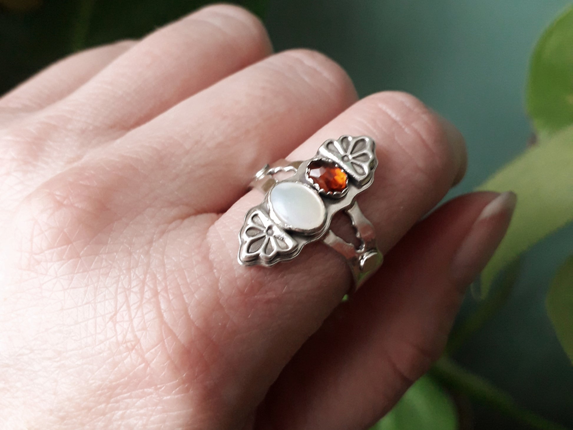 Chunky Boho Vintage Gemstone Ring Size U - Irmy Creations