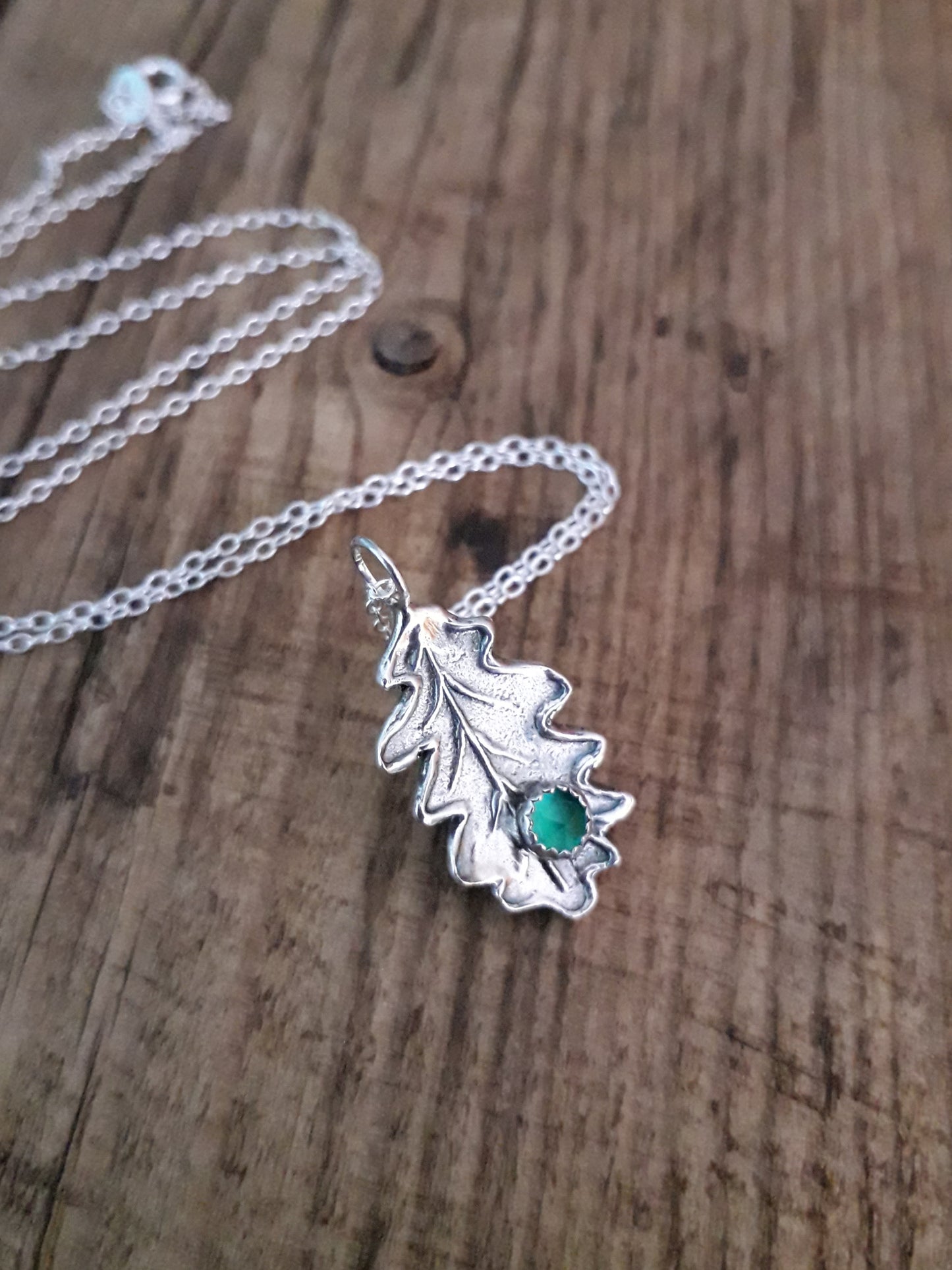 Oak Leaf Green Onyx Necklace woodland - Irmy Creations