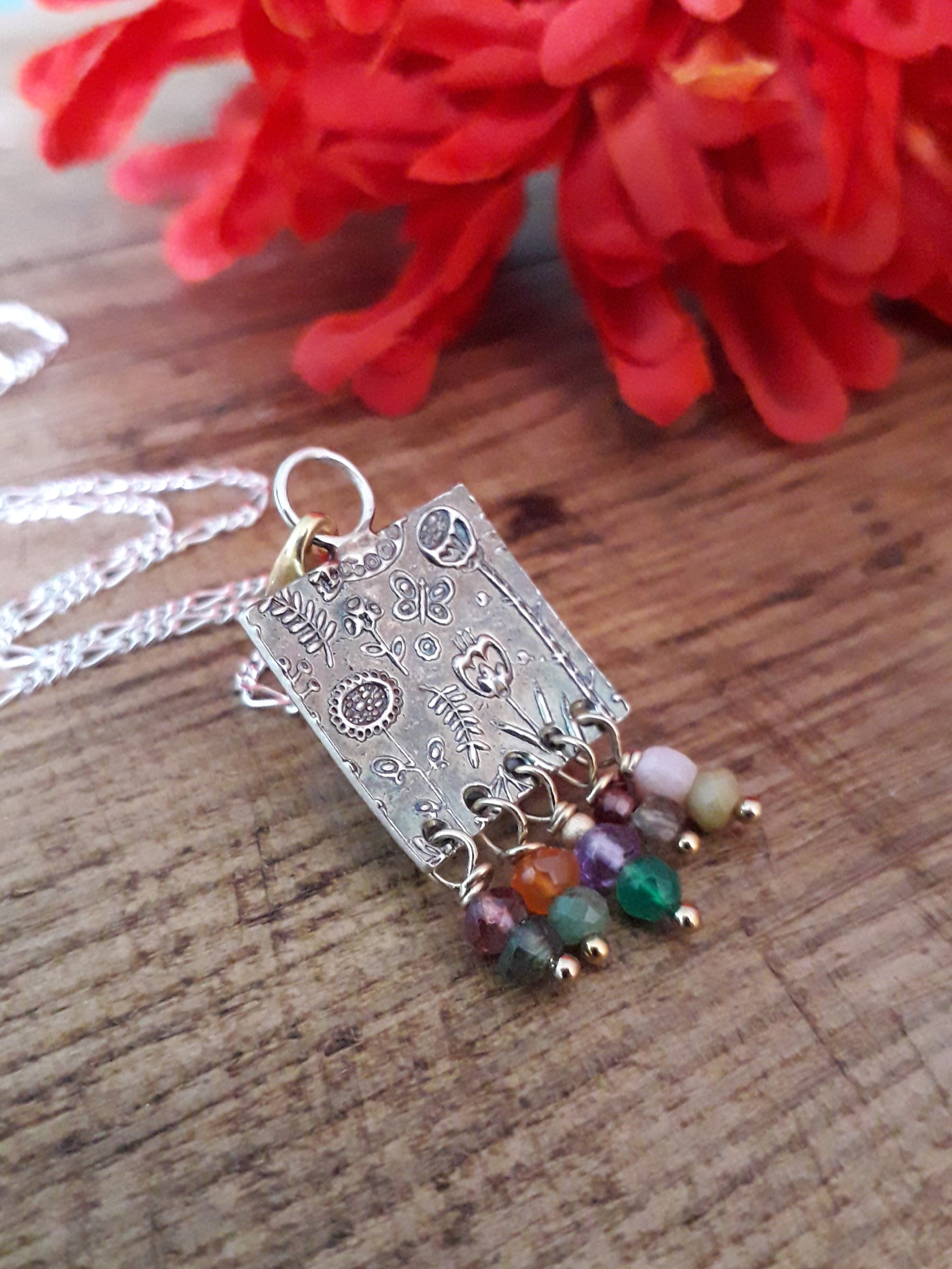 Botanical Multi Gemstone Necklace - Recycled Silver - Irmy Creations