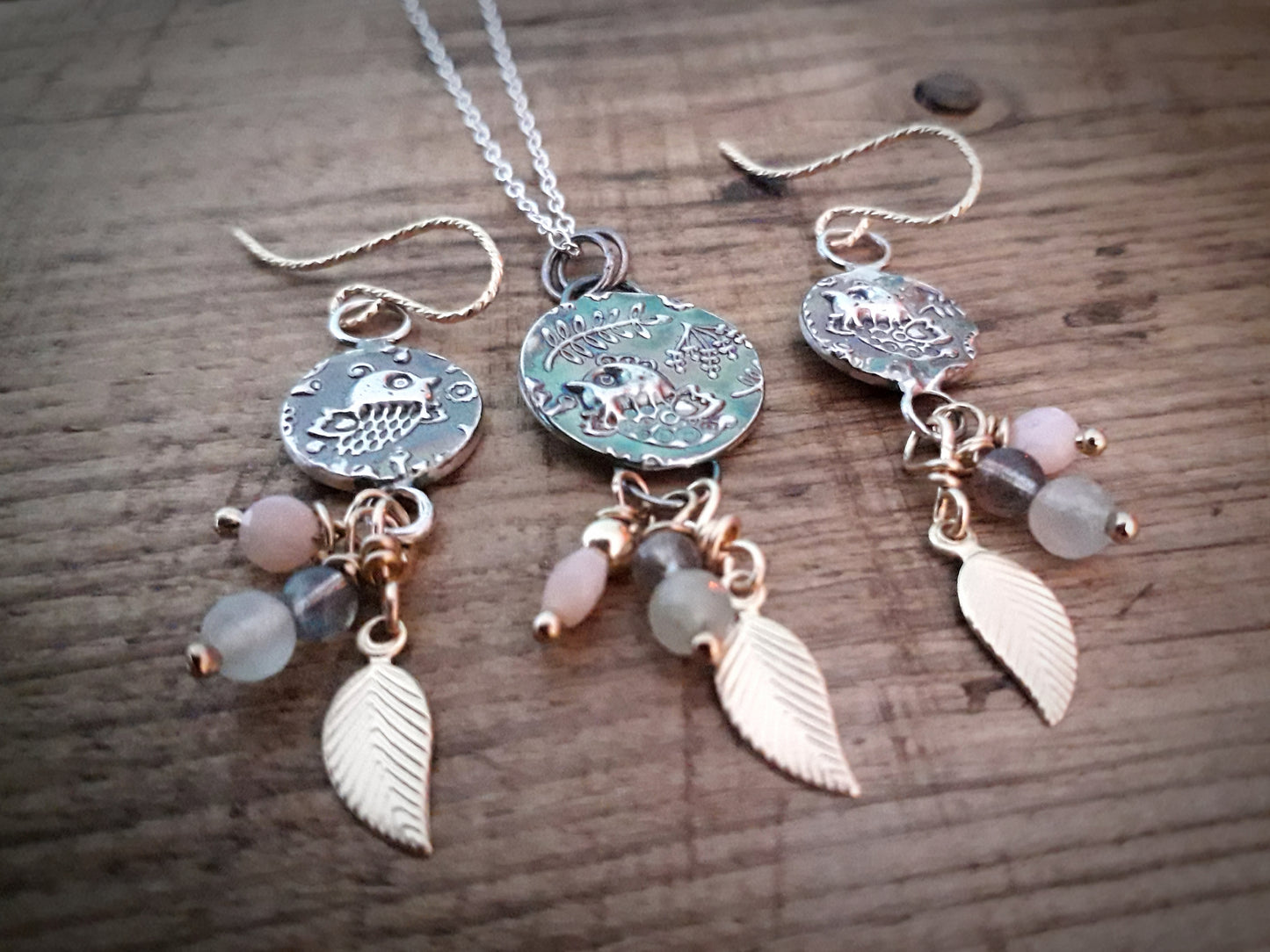 Botanical Spring Birds - Round Necklace - Irmy Creations