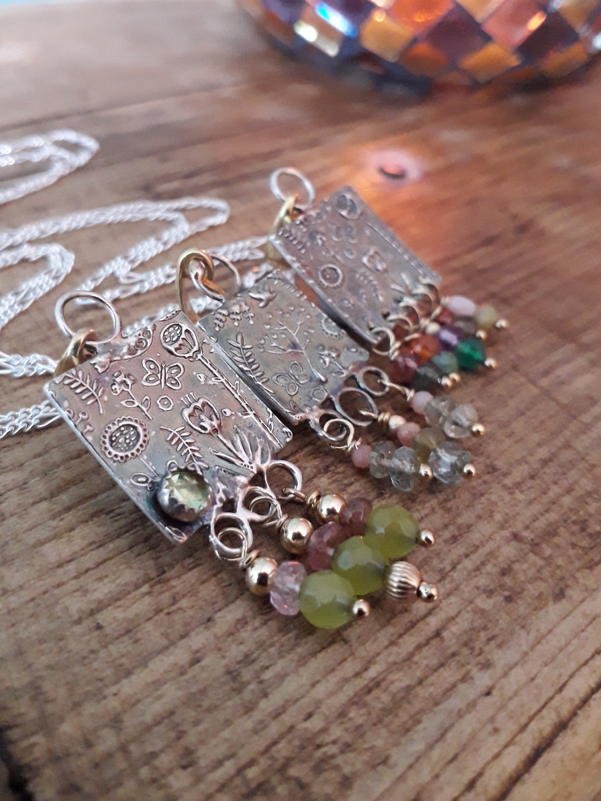 Tree of Life - Botanical Gemstone Necklace - Recycled Silver - Irmy Creations