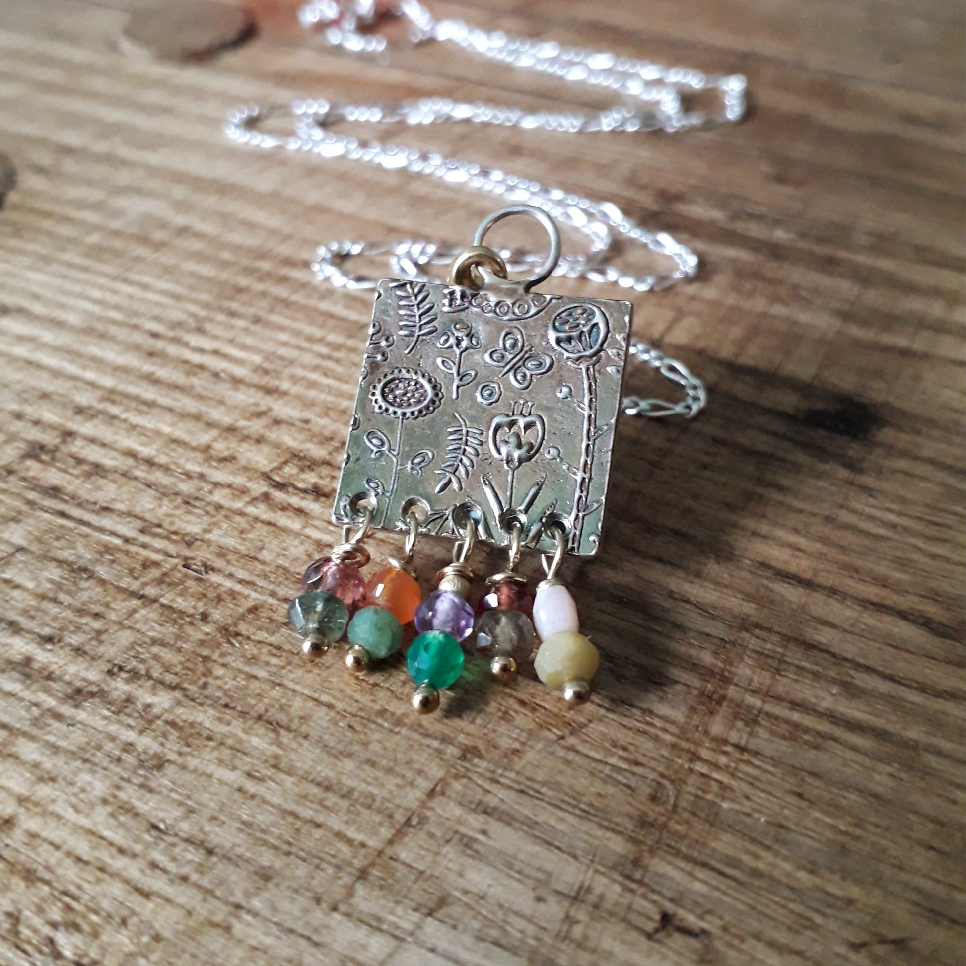 Botanical Multi Gemstone Necklace - Recycled Silver - Irmy Creations