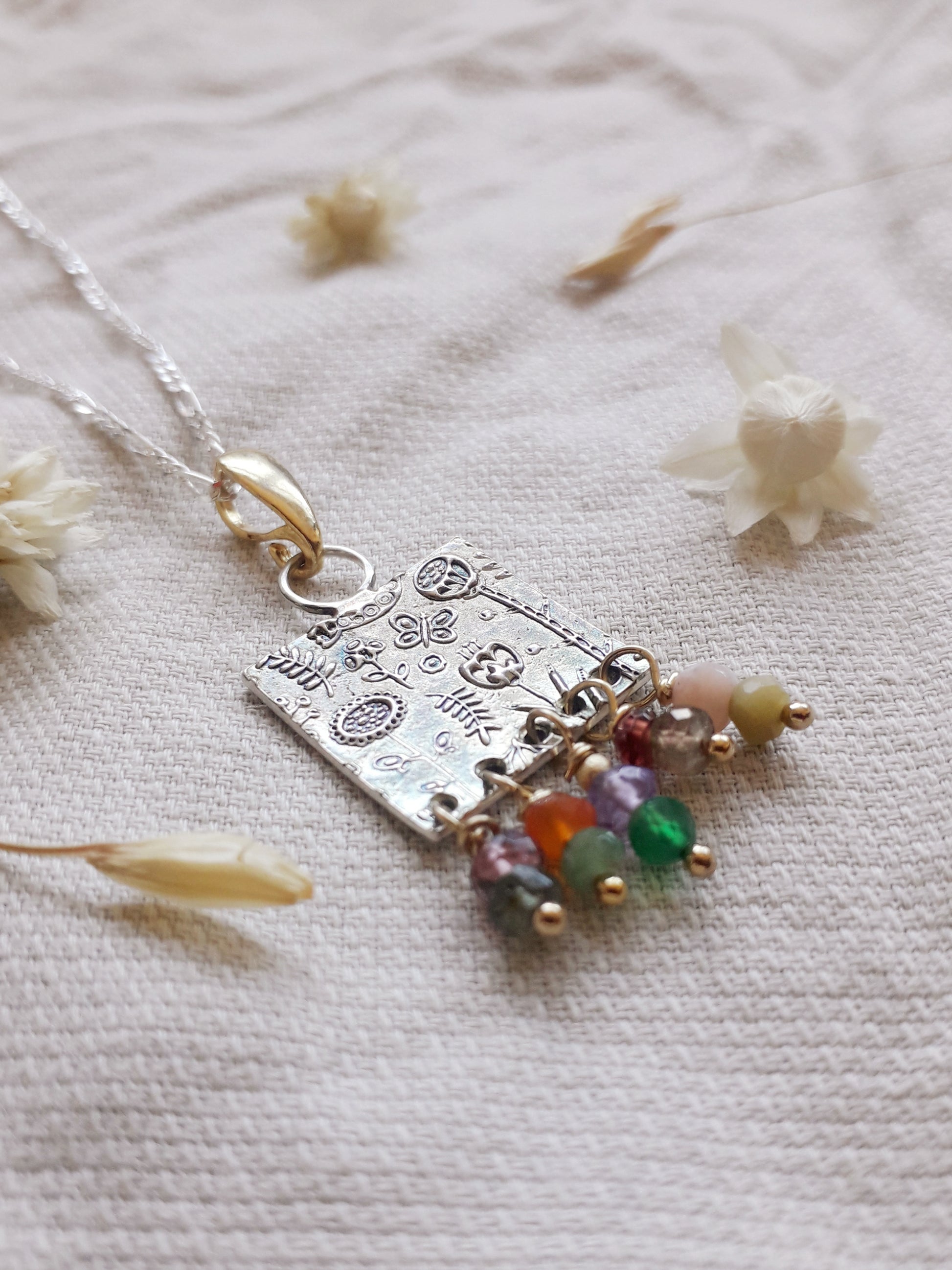 Botanical Multi Gemstone Necklace - Recycled Silver - Irmy Creations