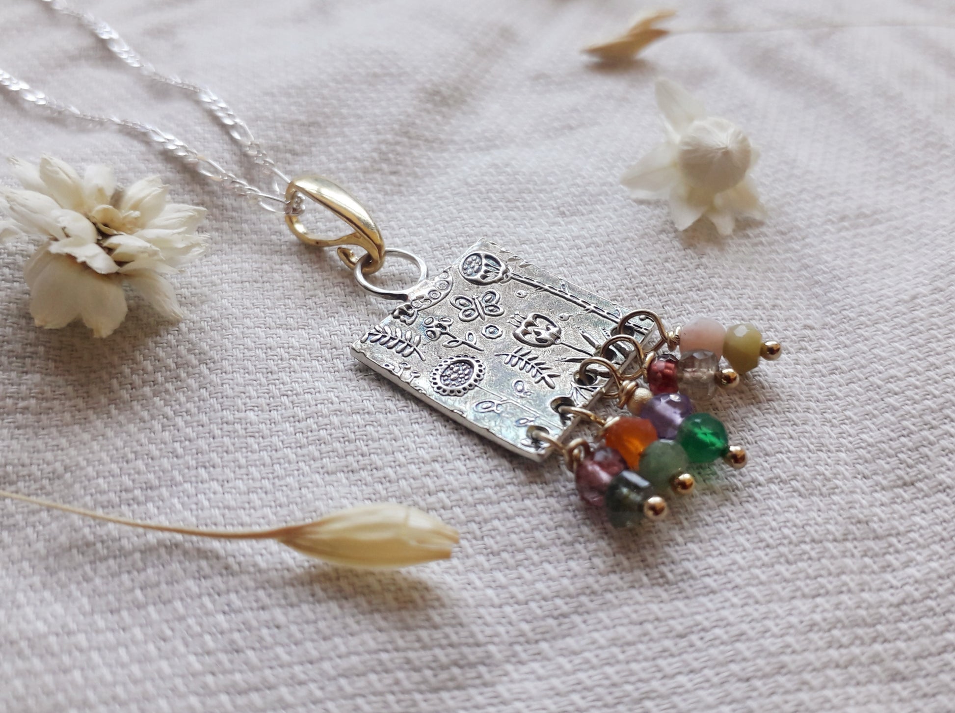 Botanical Multi Gemstone Necklace - Recycled Silver - Irmy Creations