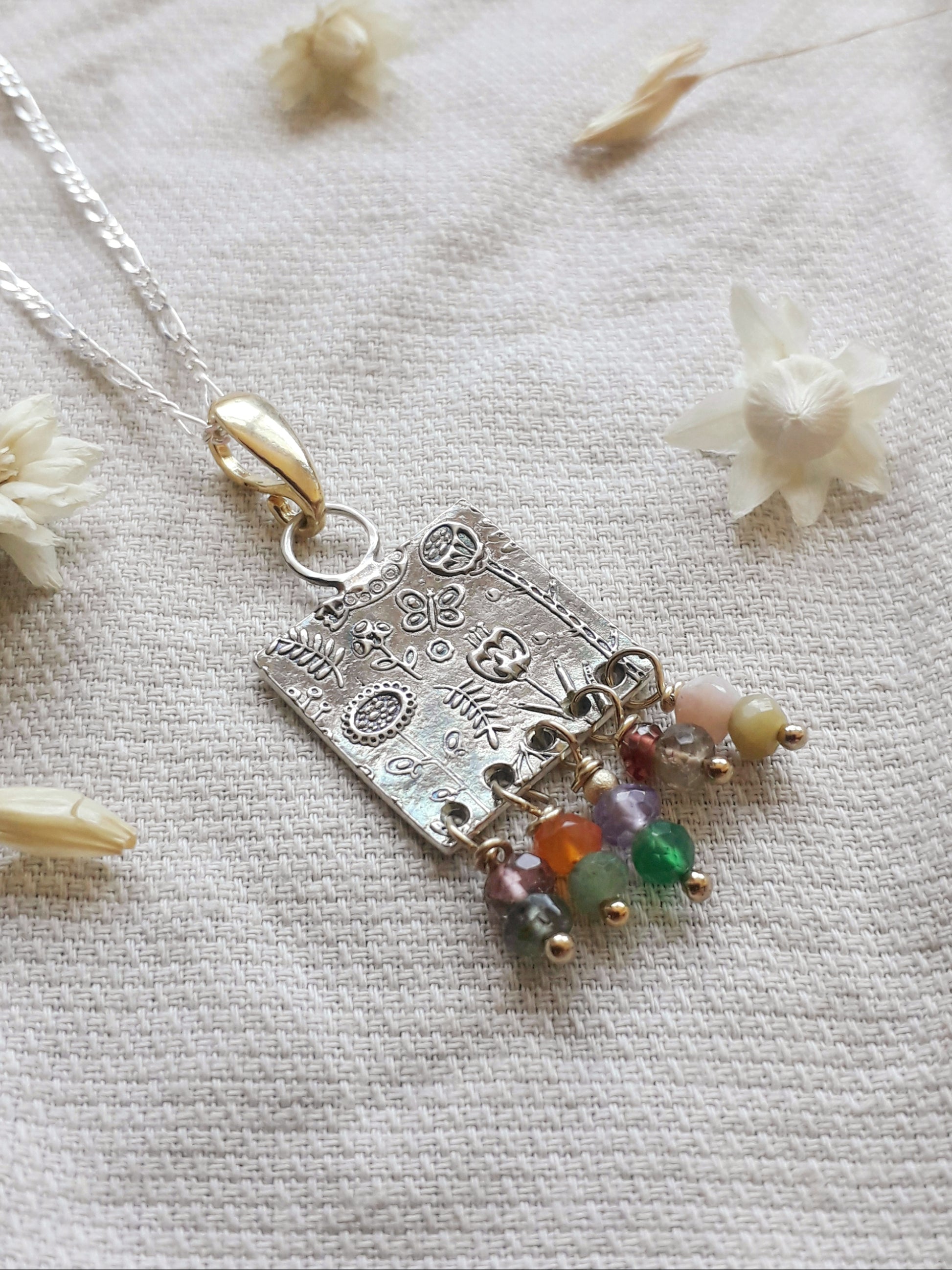 Botanical Multi Gemstone Necklace - Recycled Silver - Irmy Creations