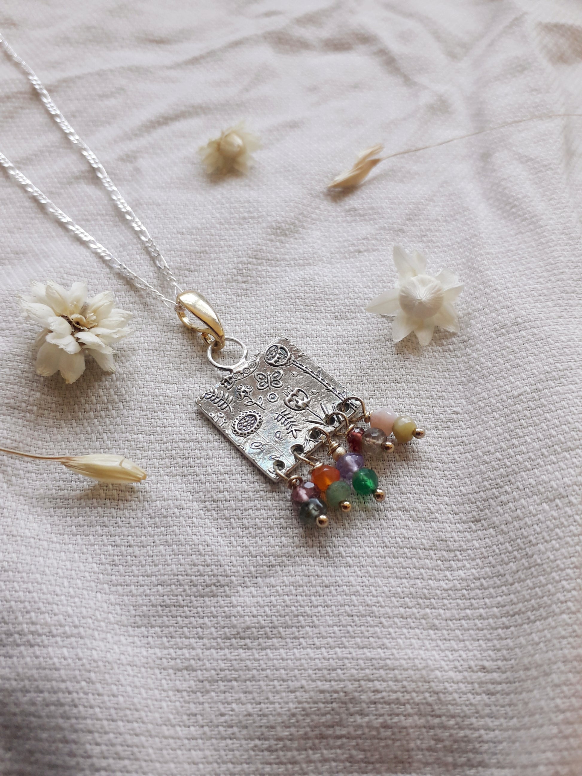 Botanical Multi Gemstone Necklace - Recycled Silver - Irmy Creations