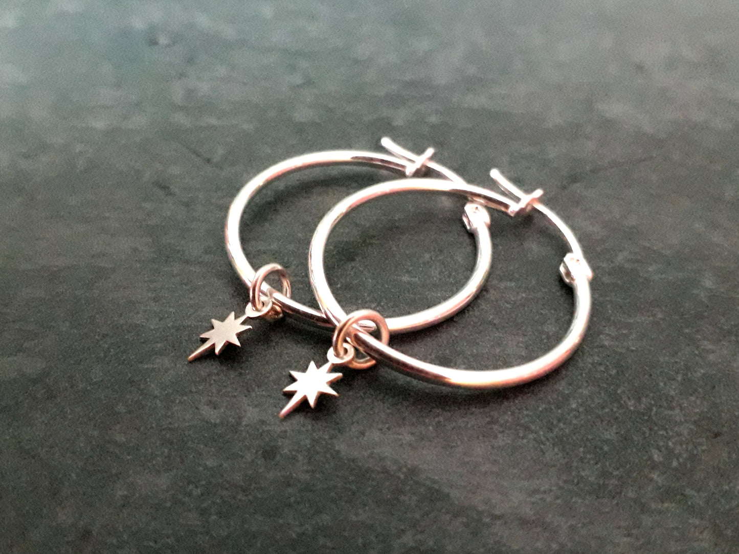 Little Star, Celestial Silver Hoops, Boho Earrings - Irmy Creations