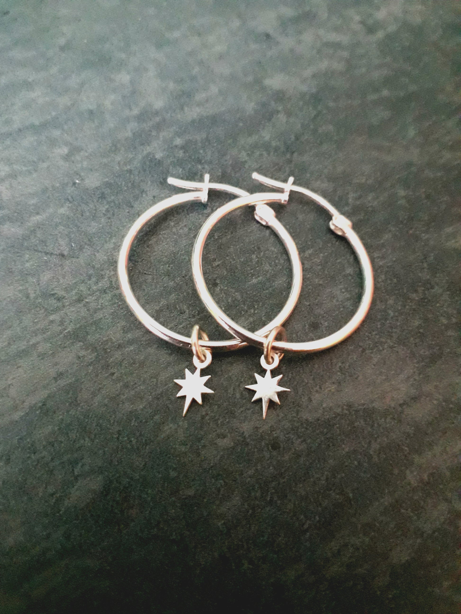 Little Star, Celestial Silver Hoops, Boho Earrings - Irmy Creations